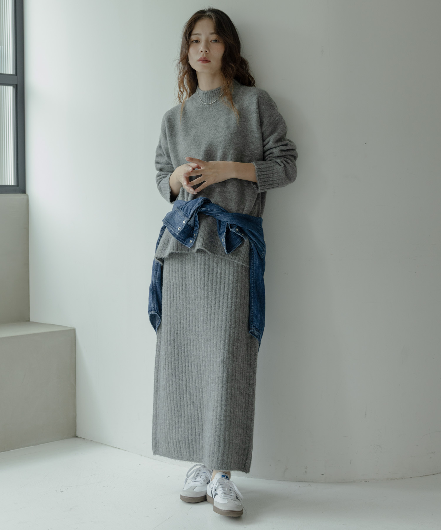 『WEB限定』モックネックニット×スカートセットアップ
