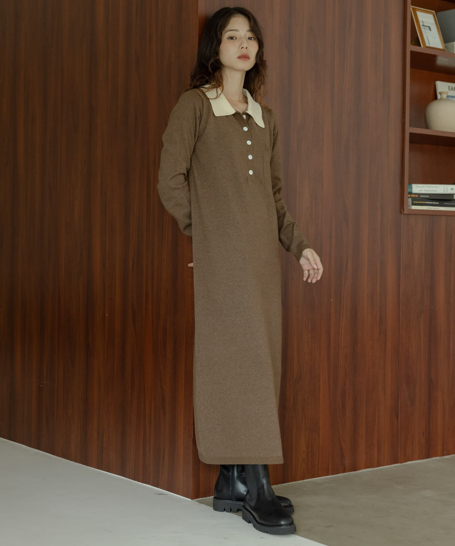 『WEB限定』ニットポロワンピース