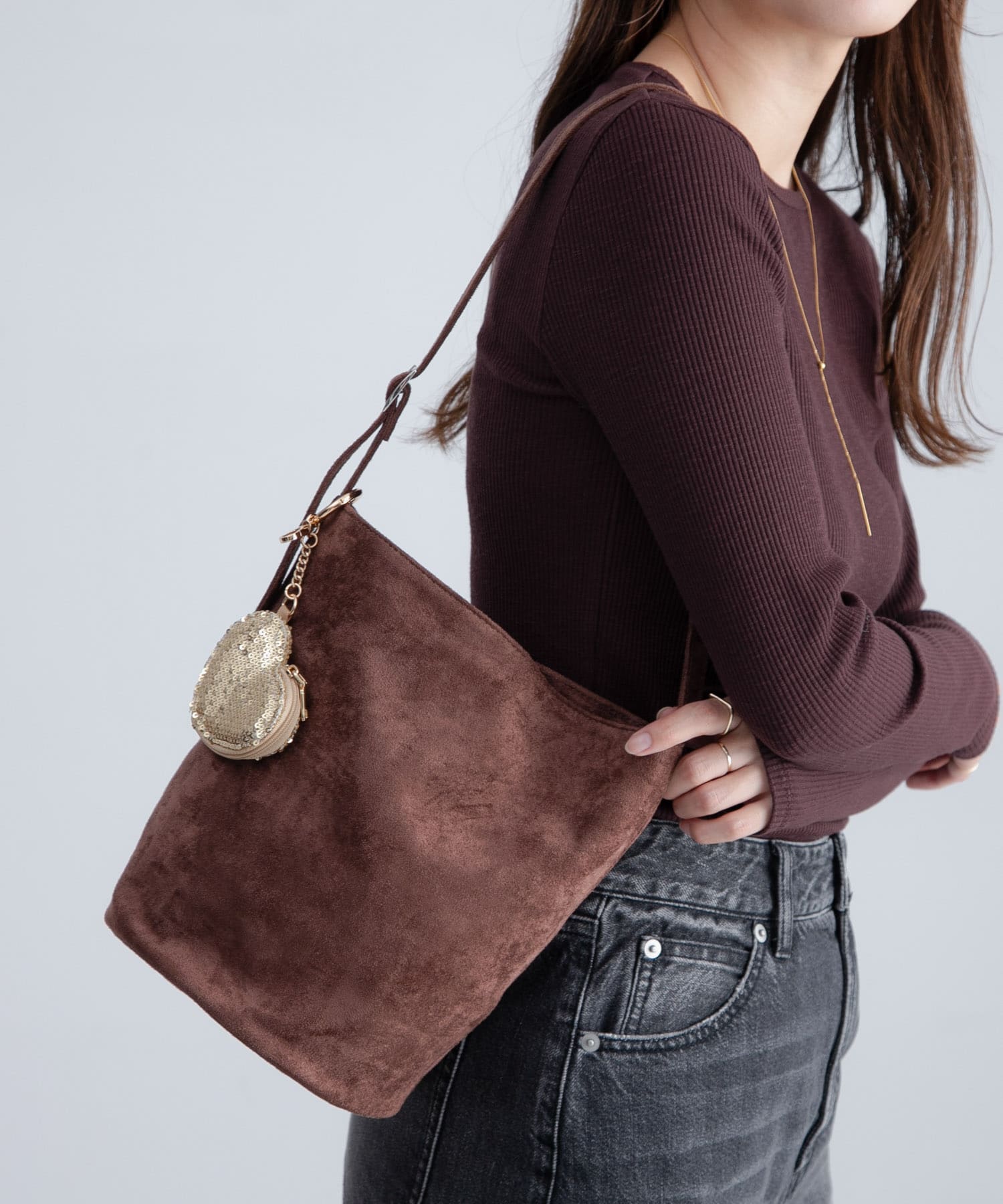 フェイクスウェードバケットバッグ