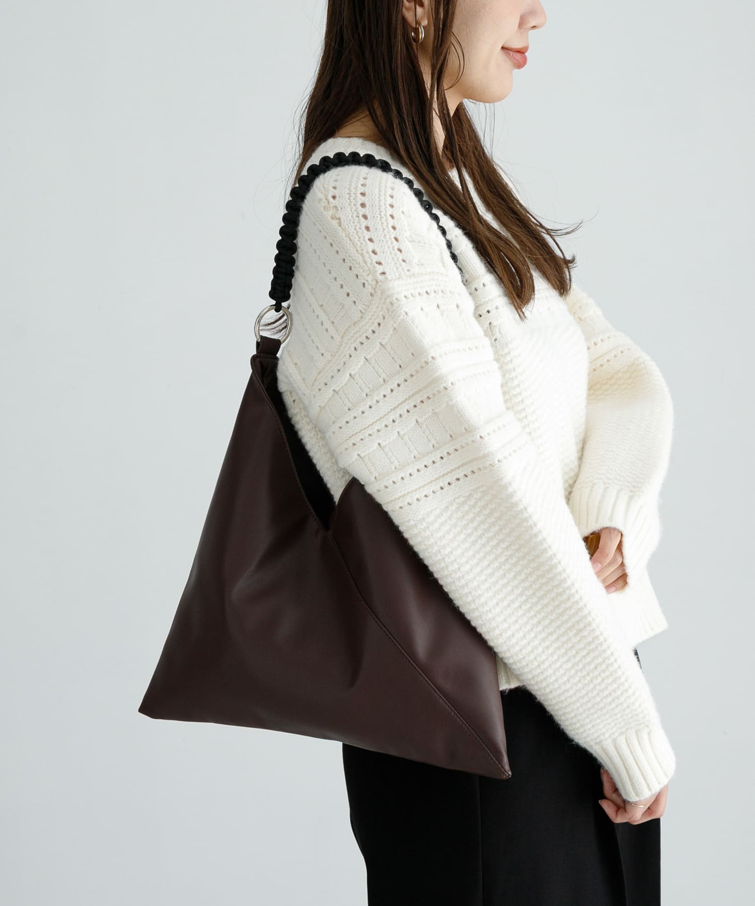 トライアングル2WAYバッグ ブラウン One
