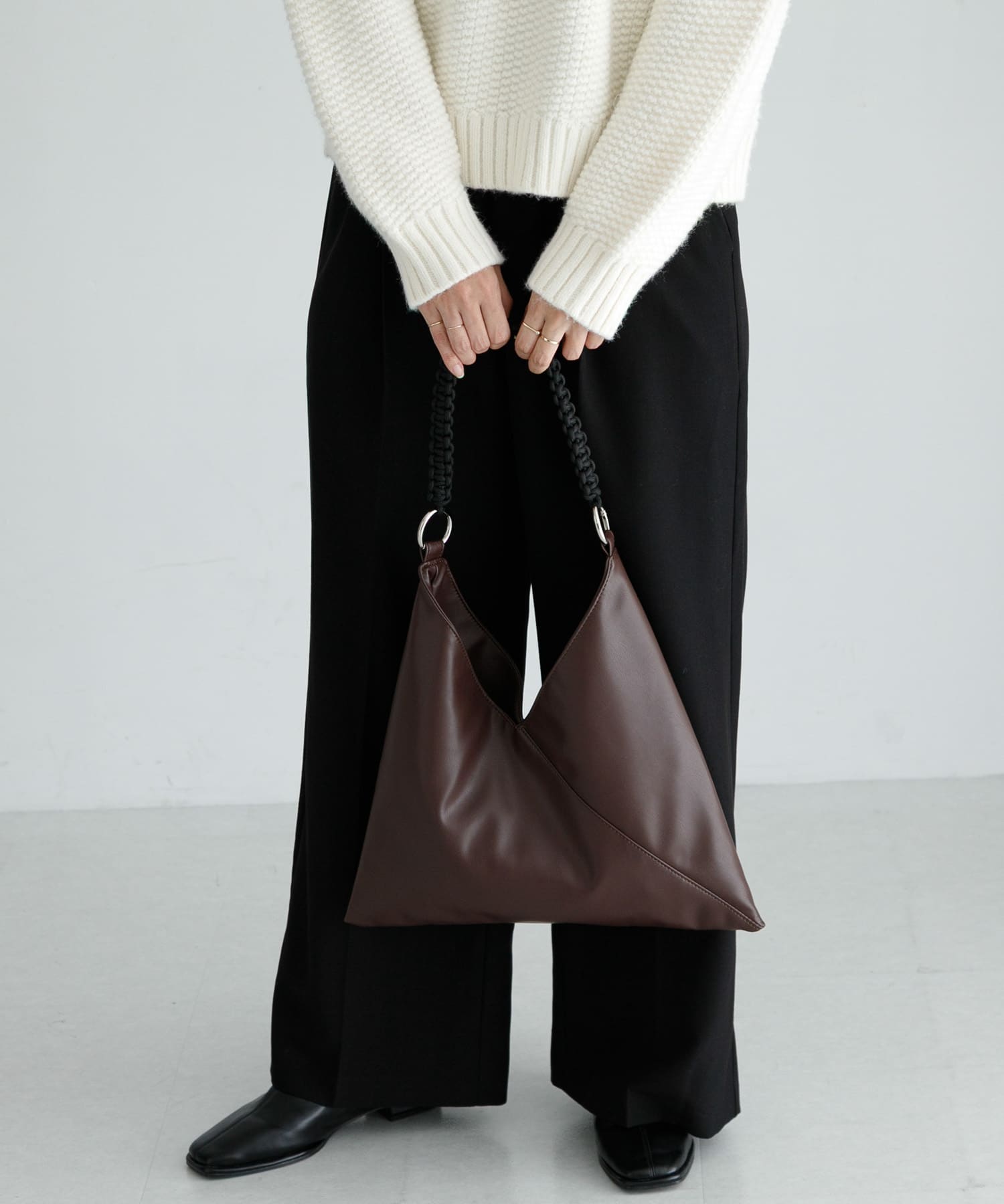 トライアングル2WAYバッグ ブラウン One