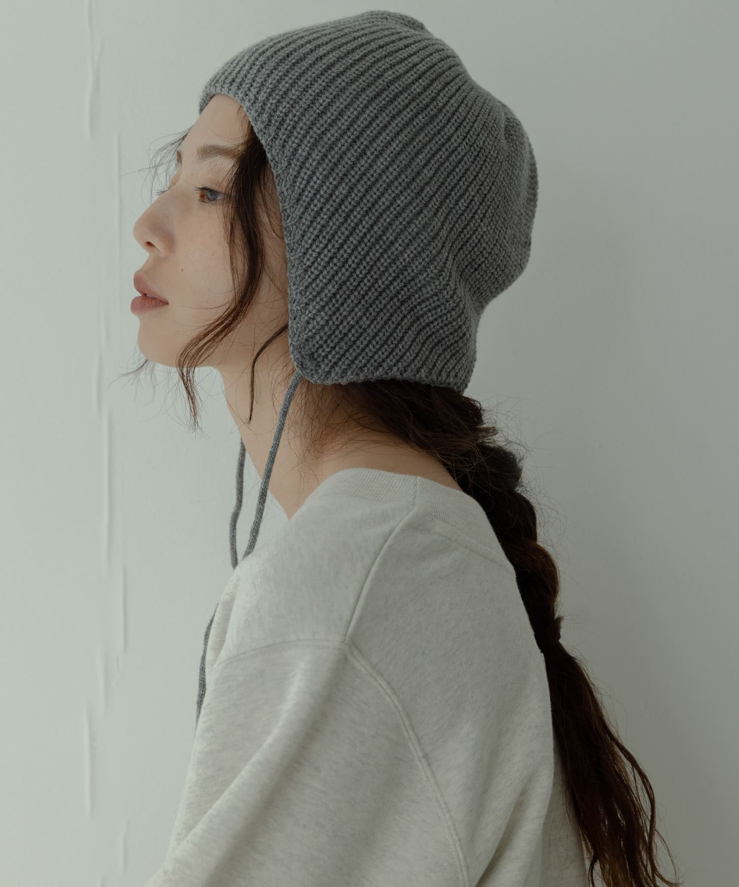 イヤーニットキャップ グレー One