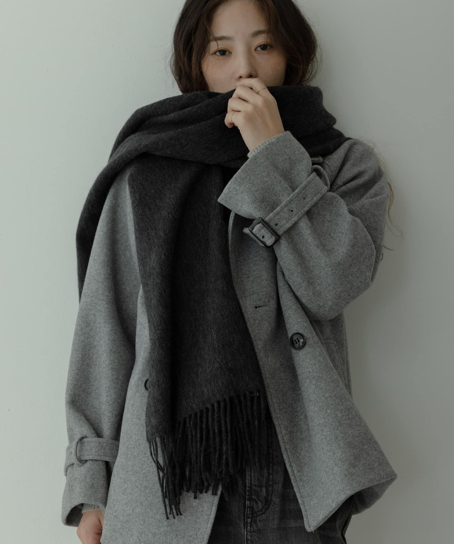 大判ウールストール チャコール One