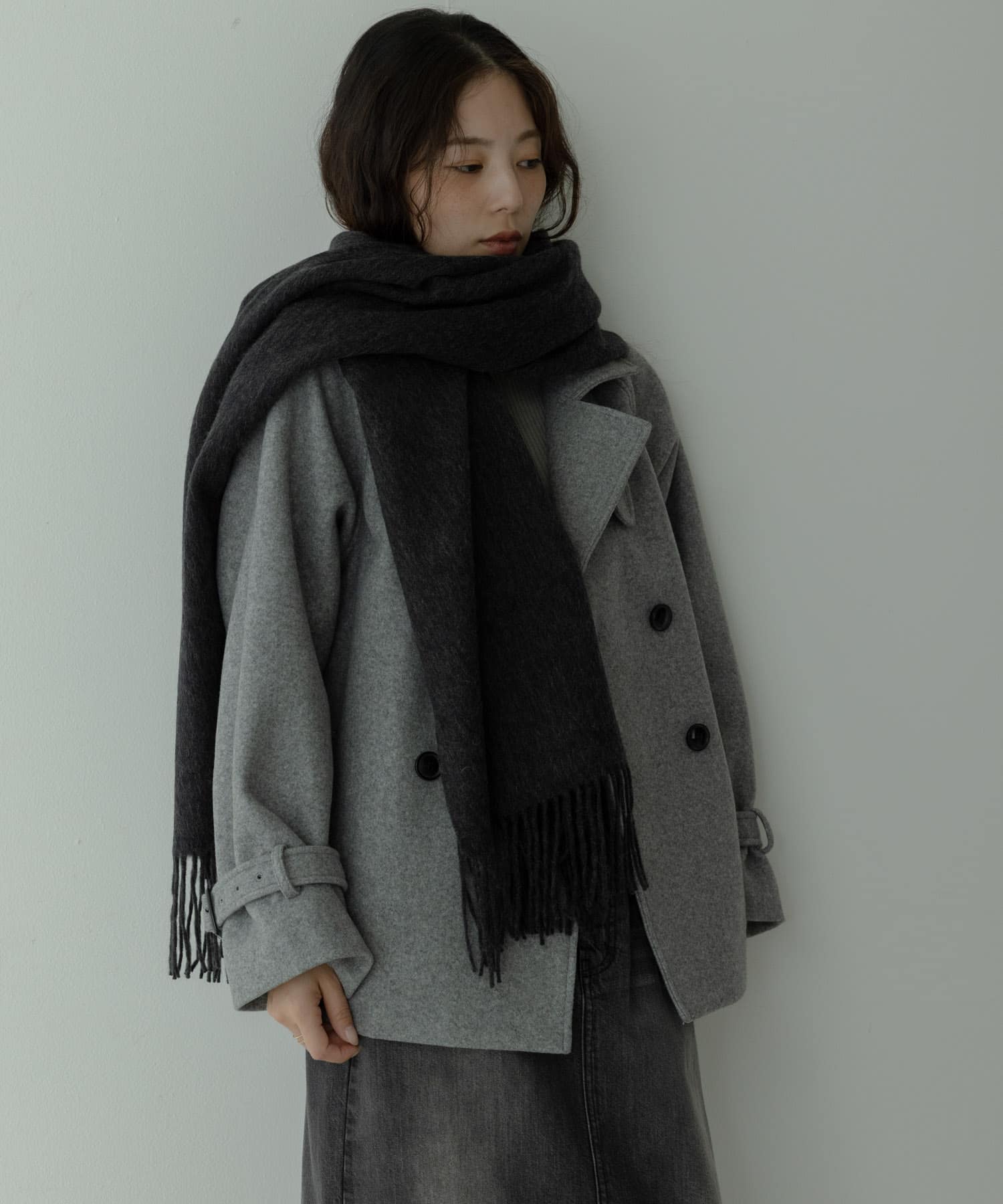 大判ウールストール チャコール One