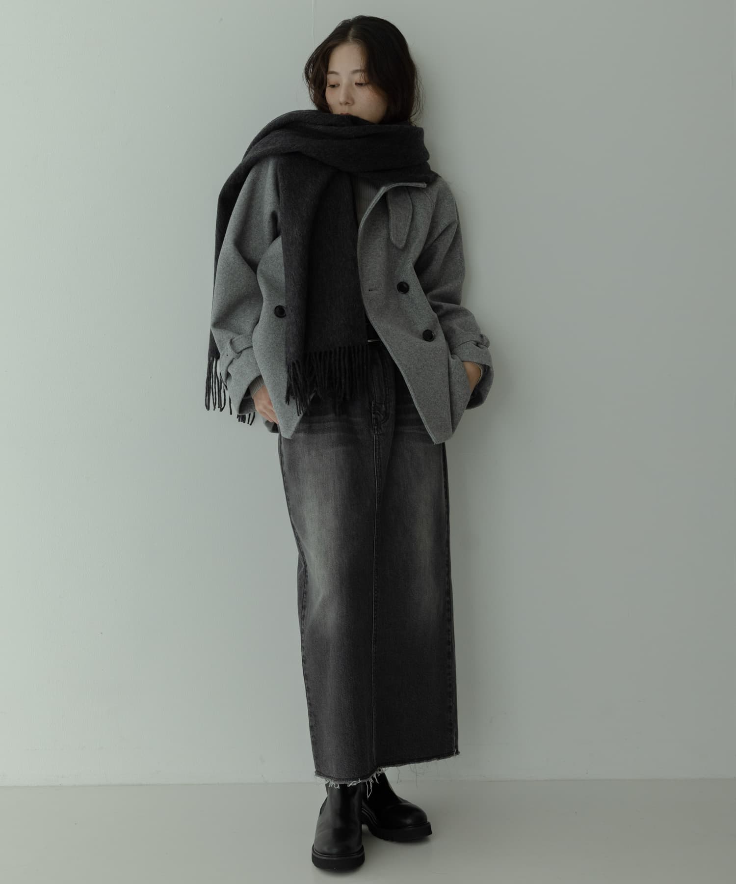 大判ウールストール チャコール One