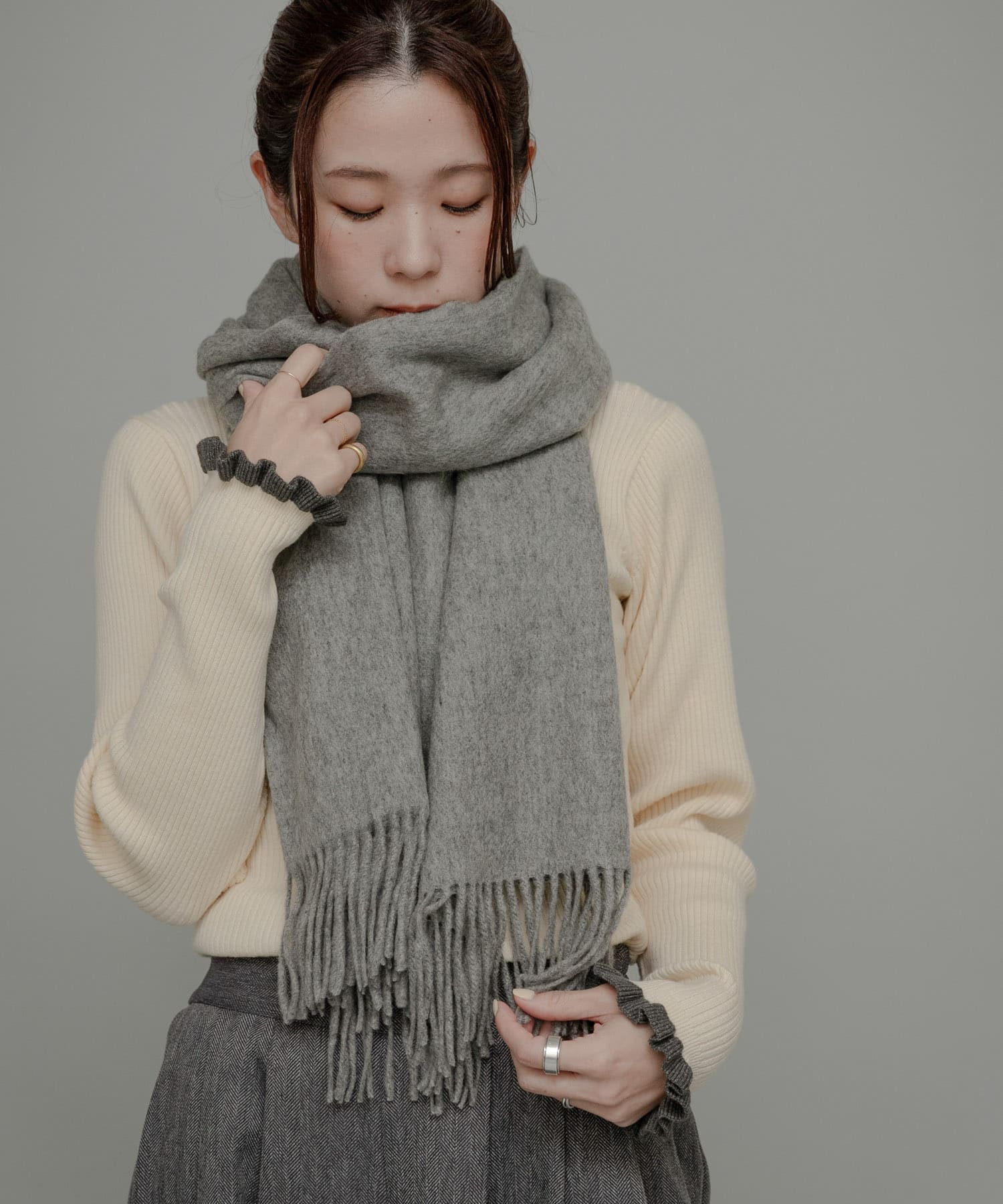 大判ウールストール Lグレー One