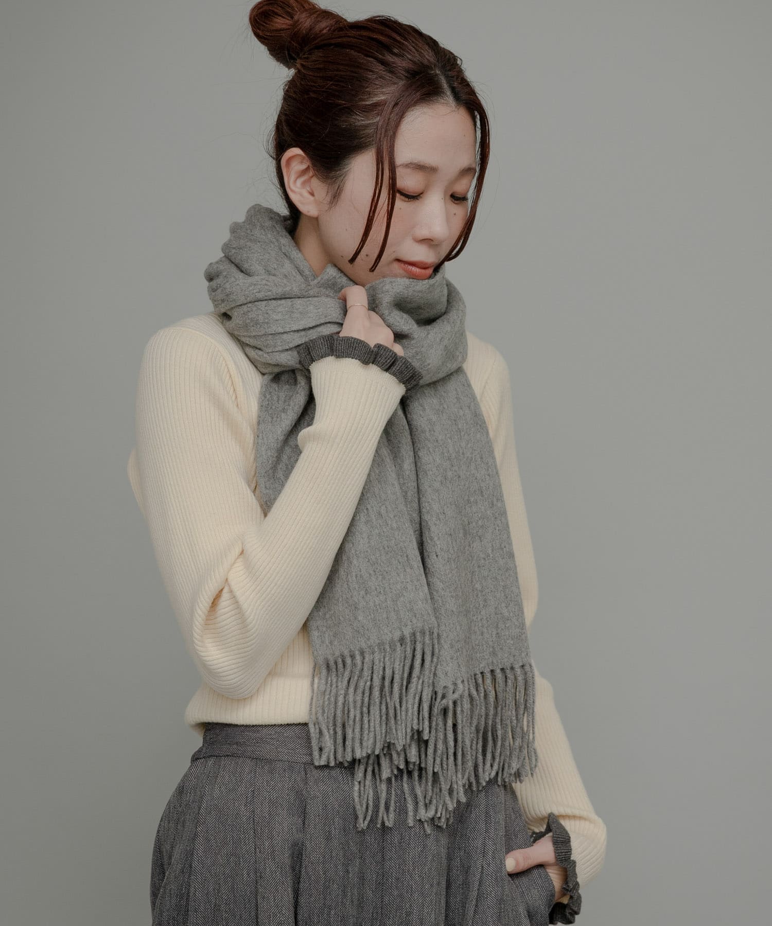 大判ウールストール Lグレー One