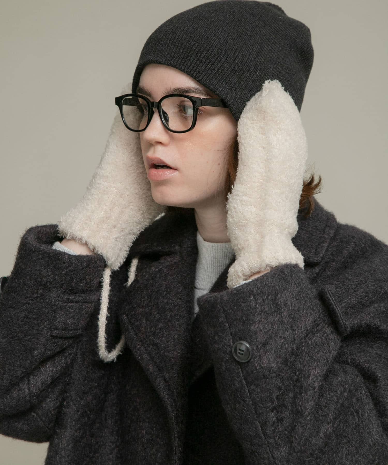 ラメブークレーニットミトン エクリュ One