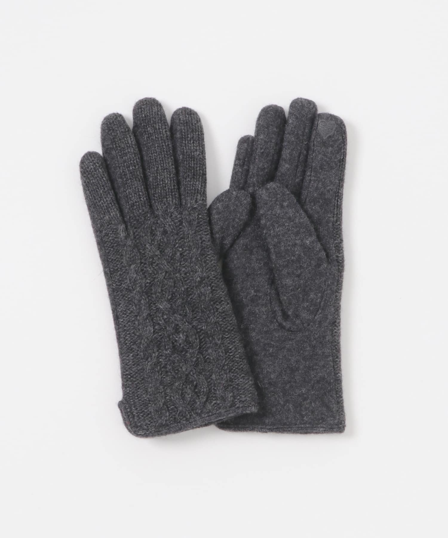 ケーブルニットグローブ チャコール One