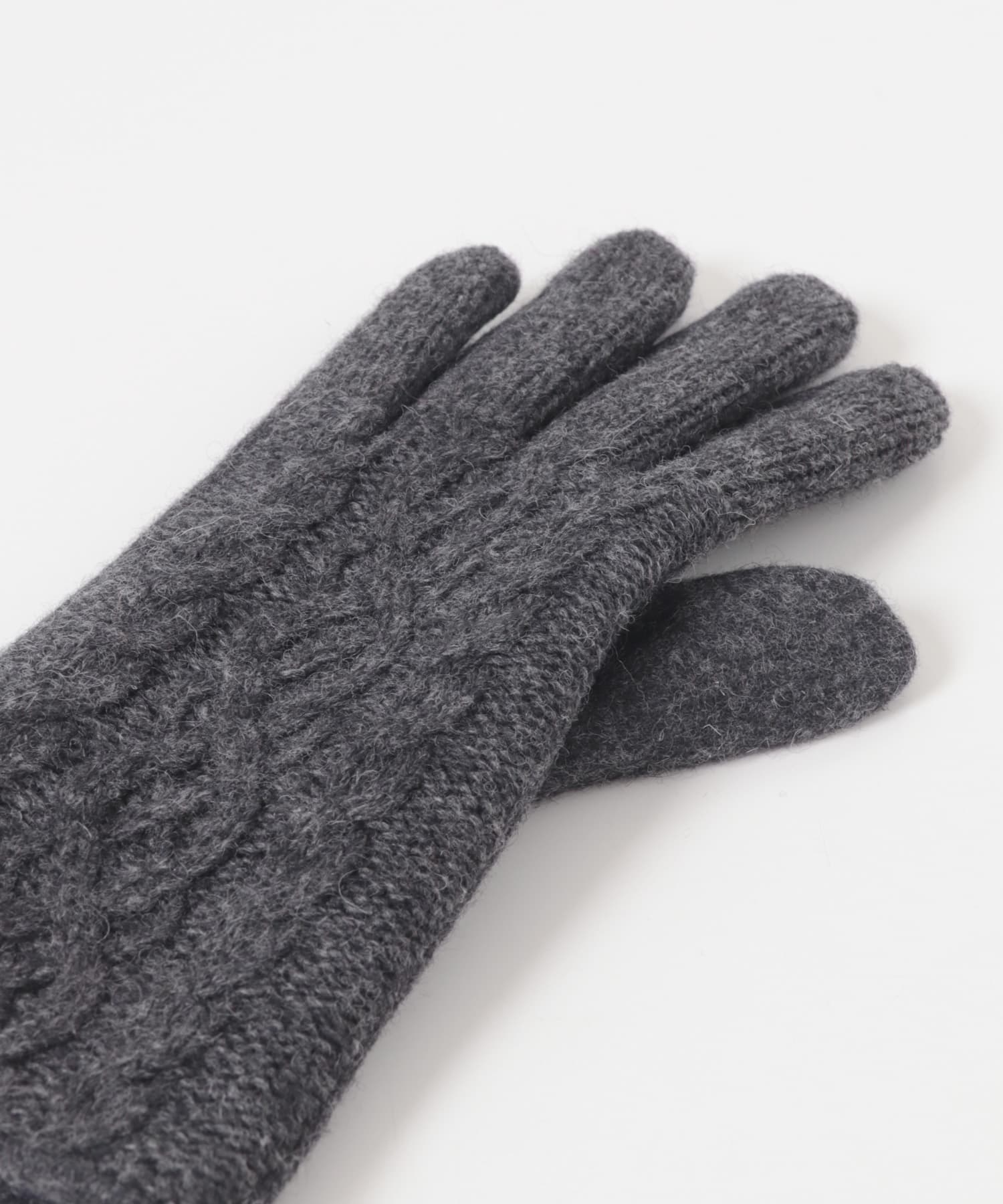 ケーブルニットグローブ チャコール One