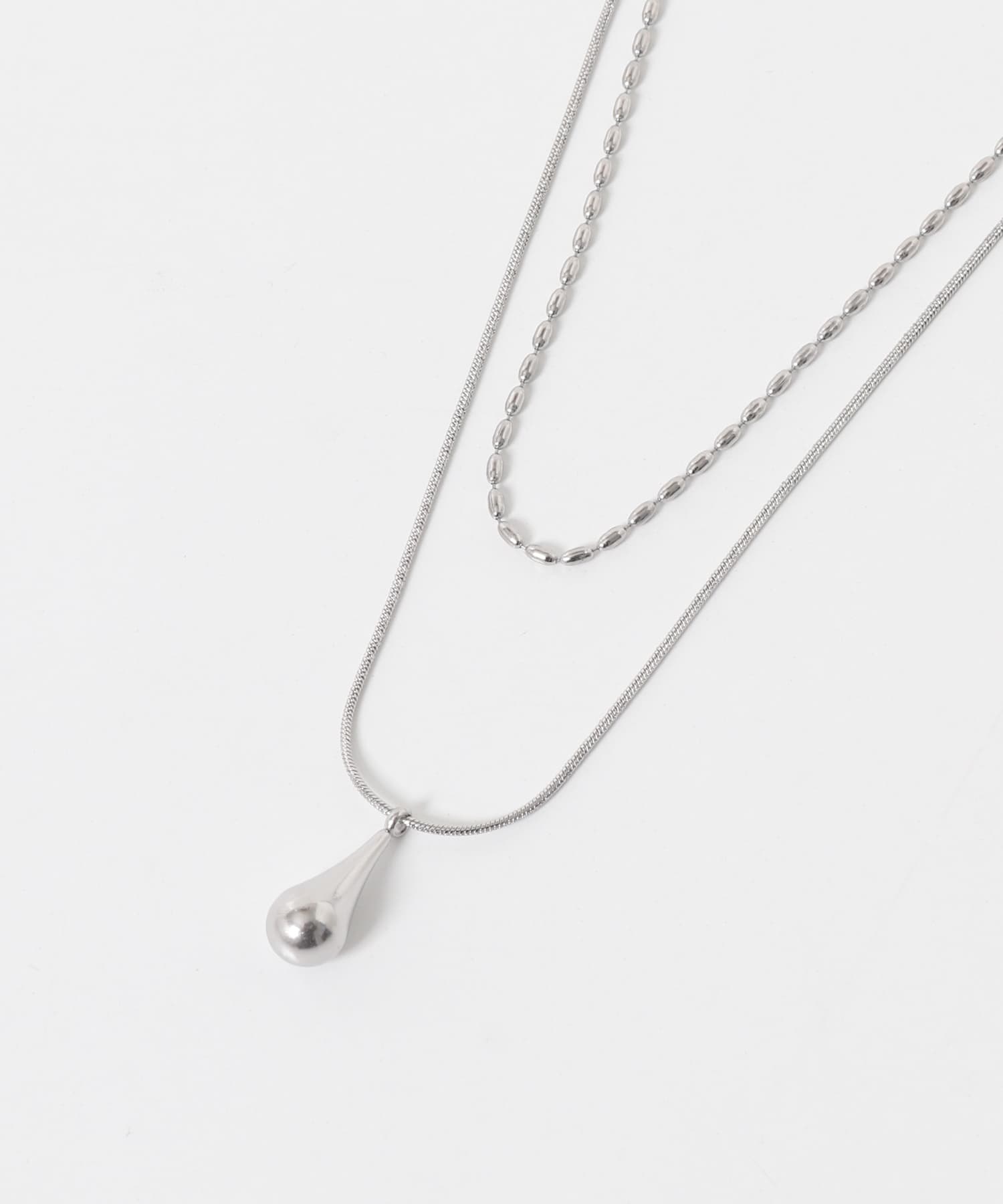 ステンレス二連ドロップネックレス シルバー One