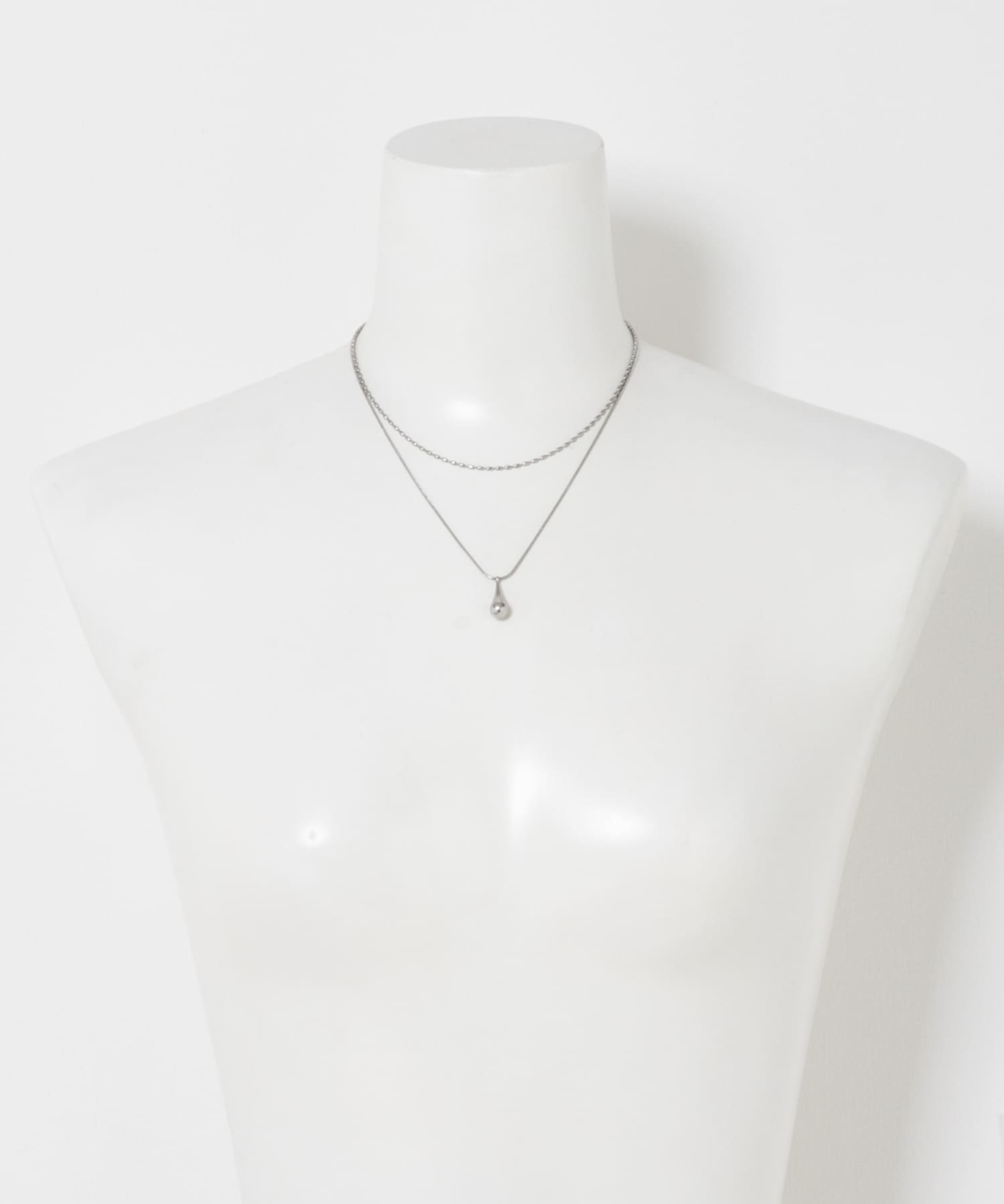 ステンレス二連ドロップネックレス シルバー One
