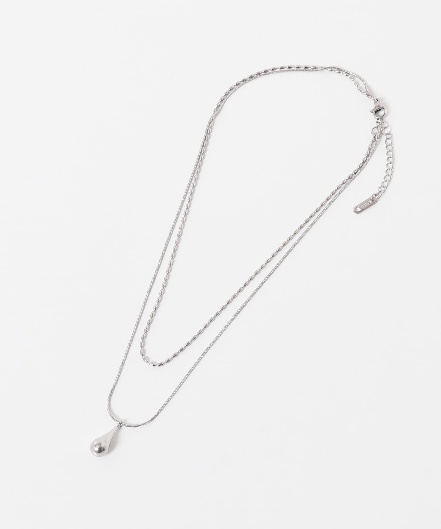ステンレス二連ドロップネックレス シルバー One