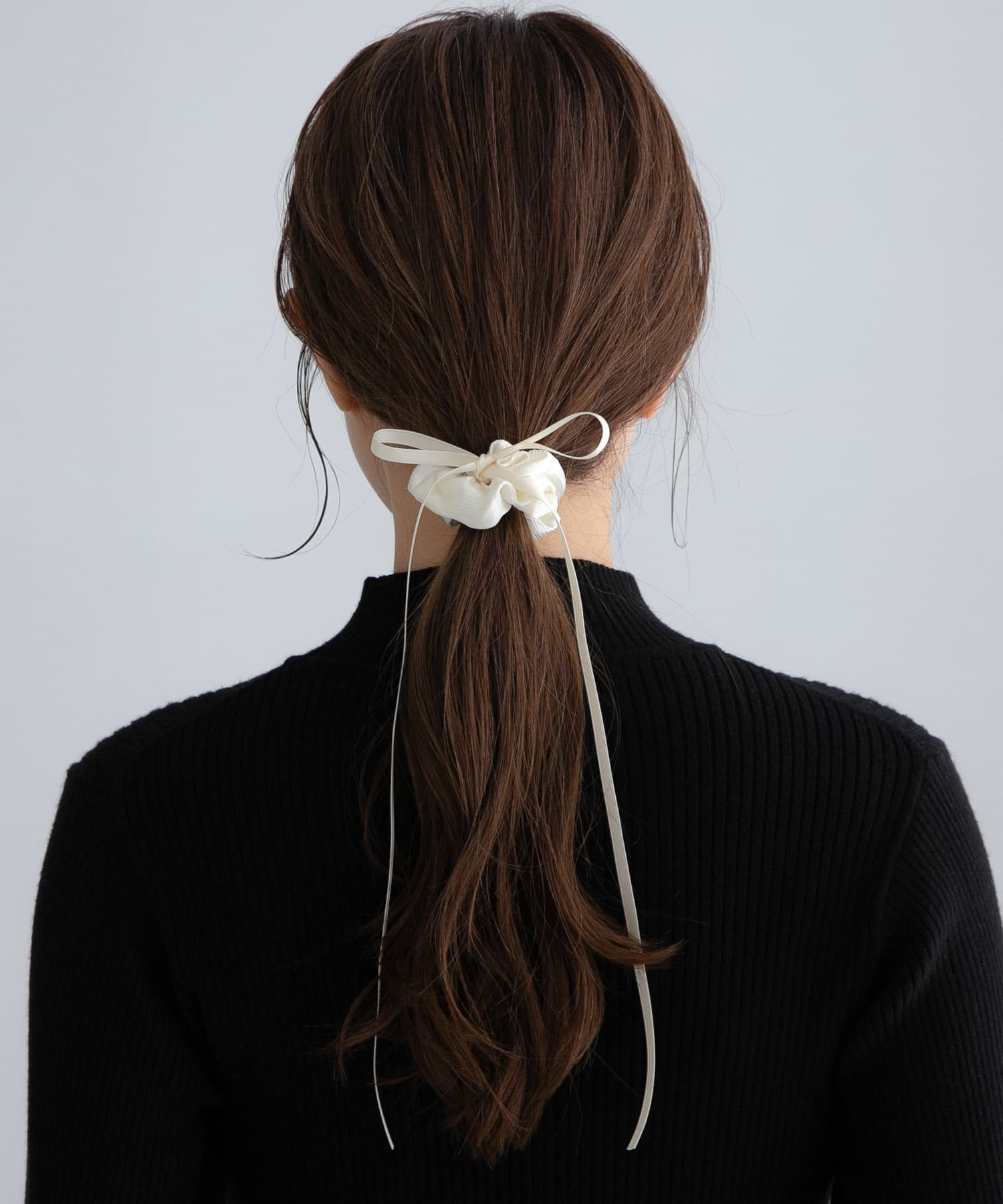 細リボンシュシュ ホワイト One