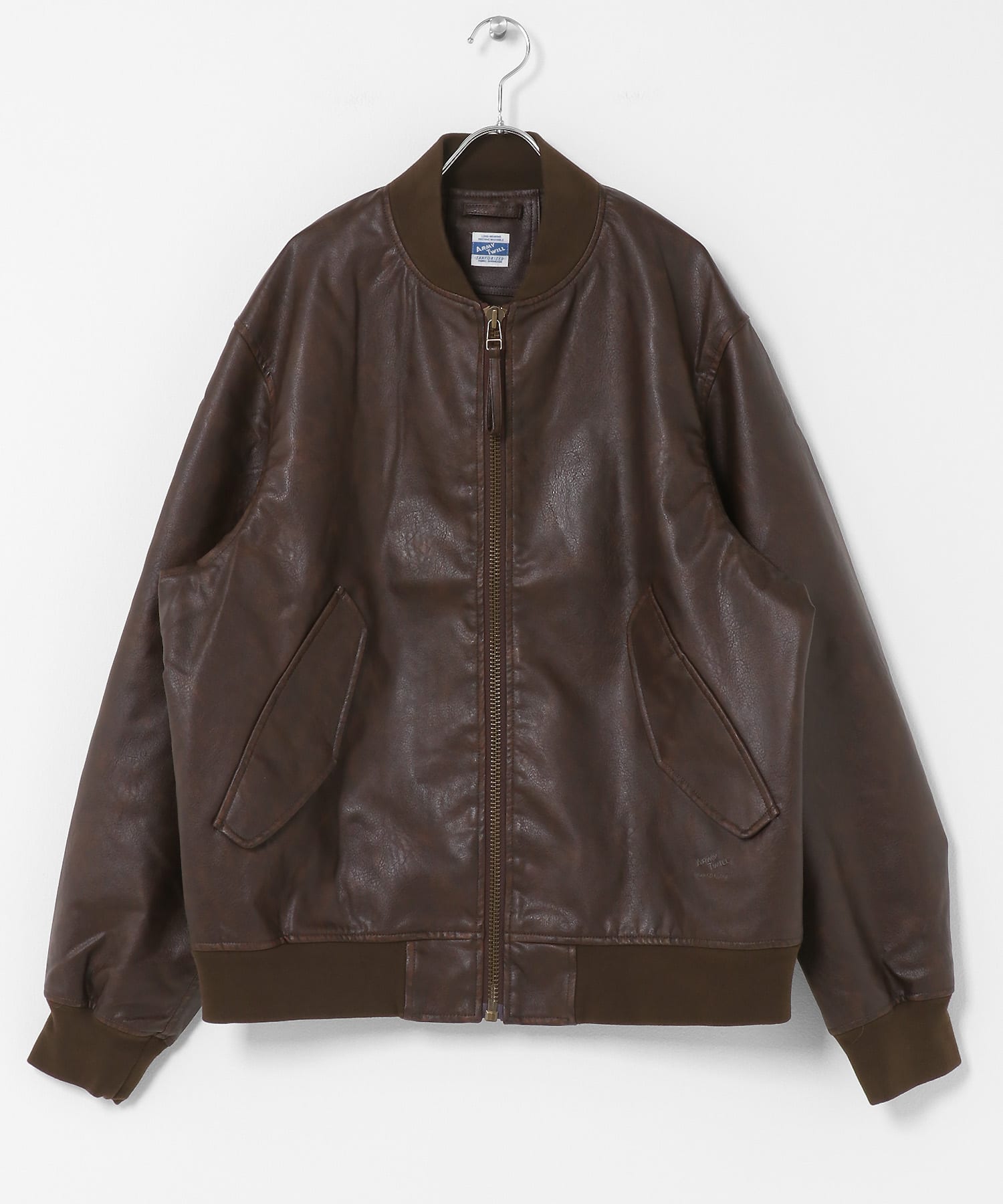 ARMY TWILL　VeganLeatherBlouson BROWN M