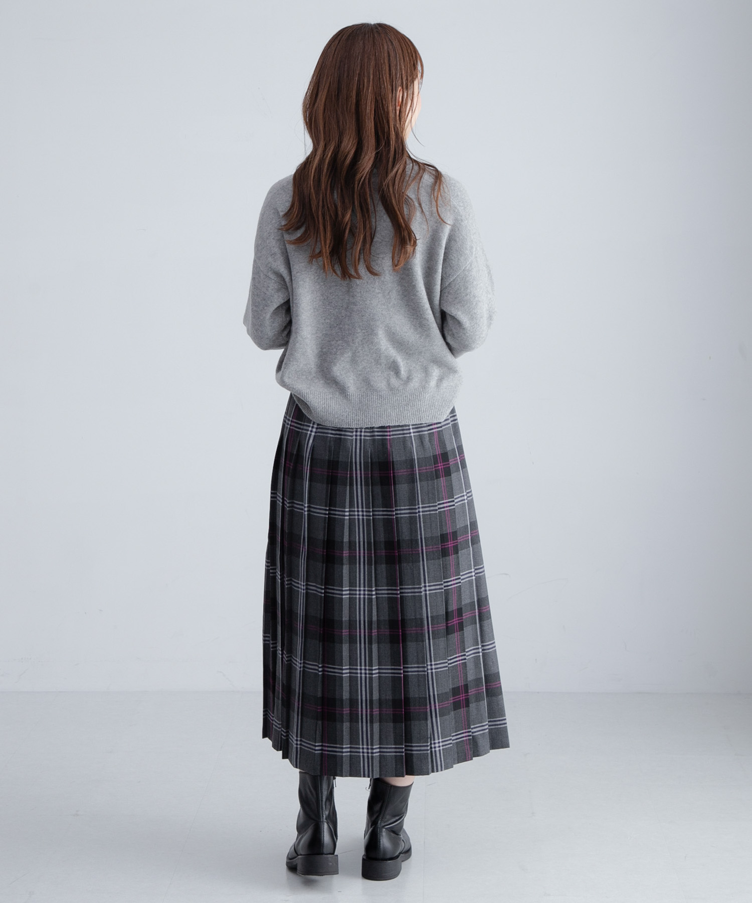 『別注』GLEN FYNE×Sonny Label　チェックキルトスカート BA580グレー 26