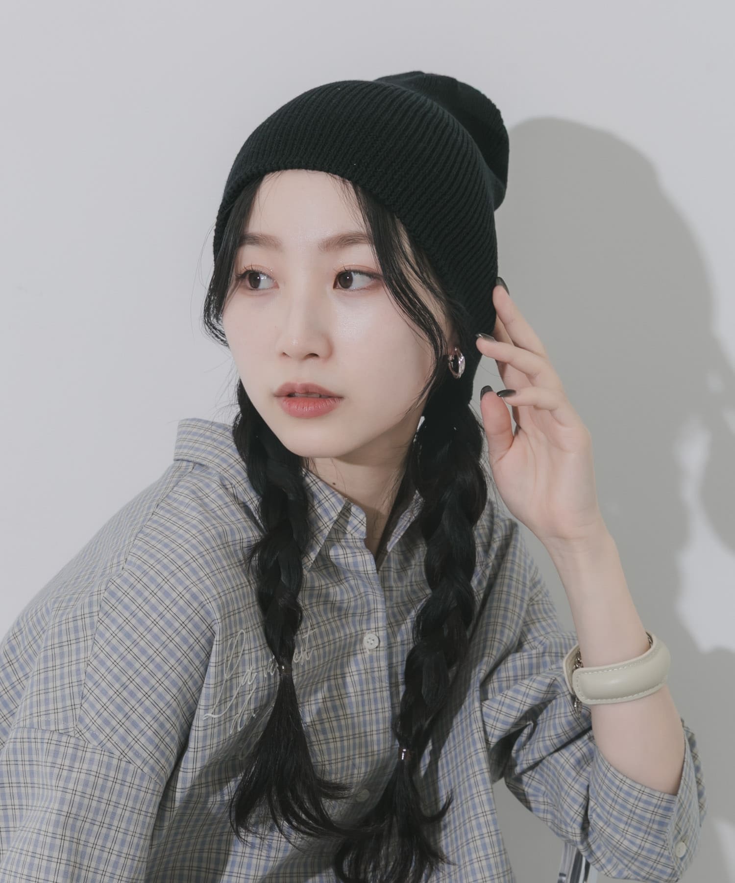 コットンリブビーニー BLK -