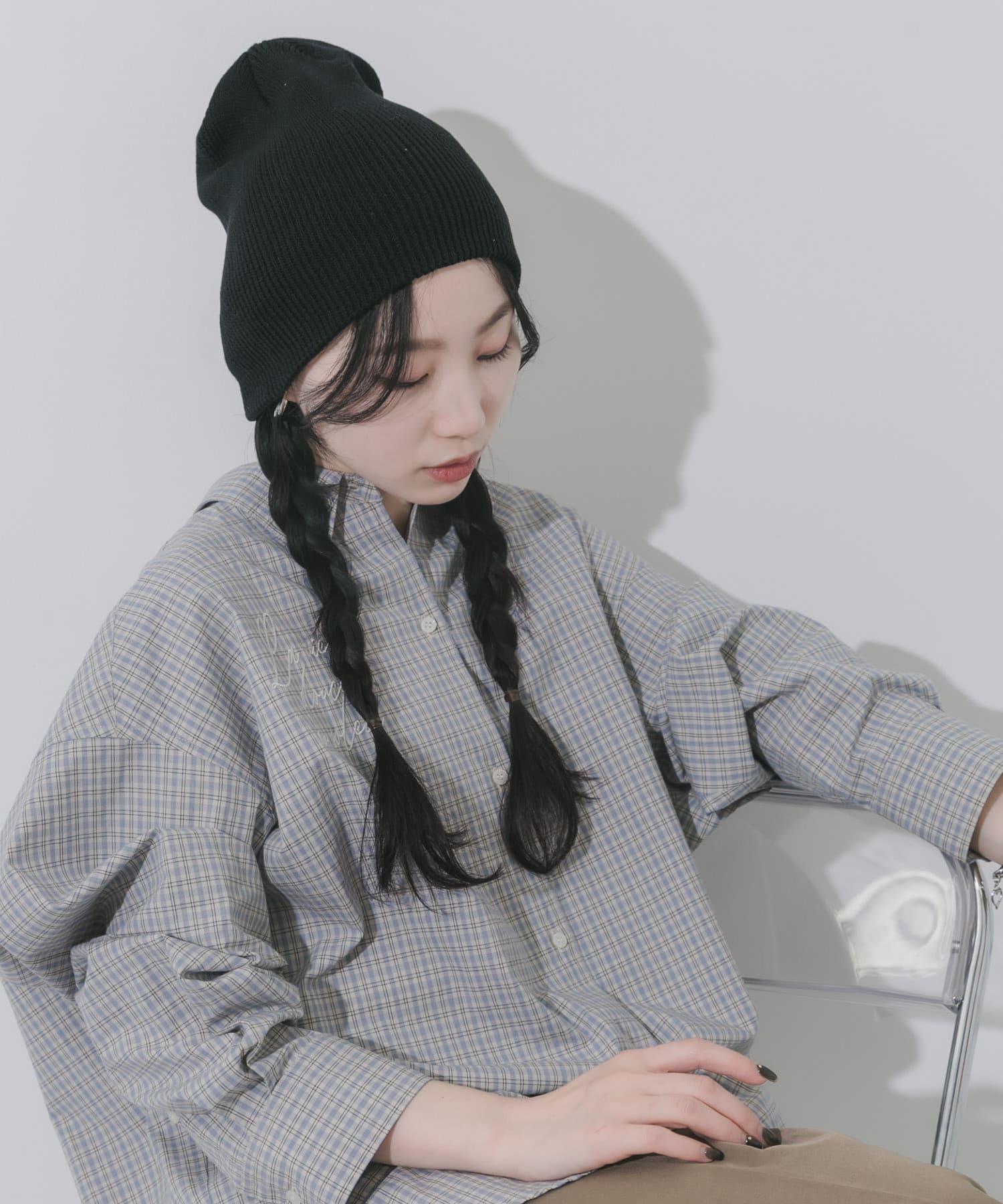 コットンリブビーニー BLK -