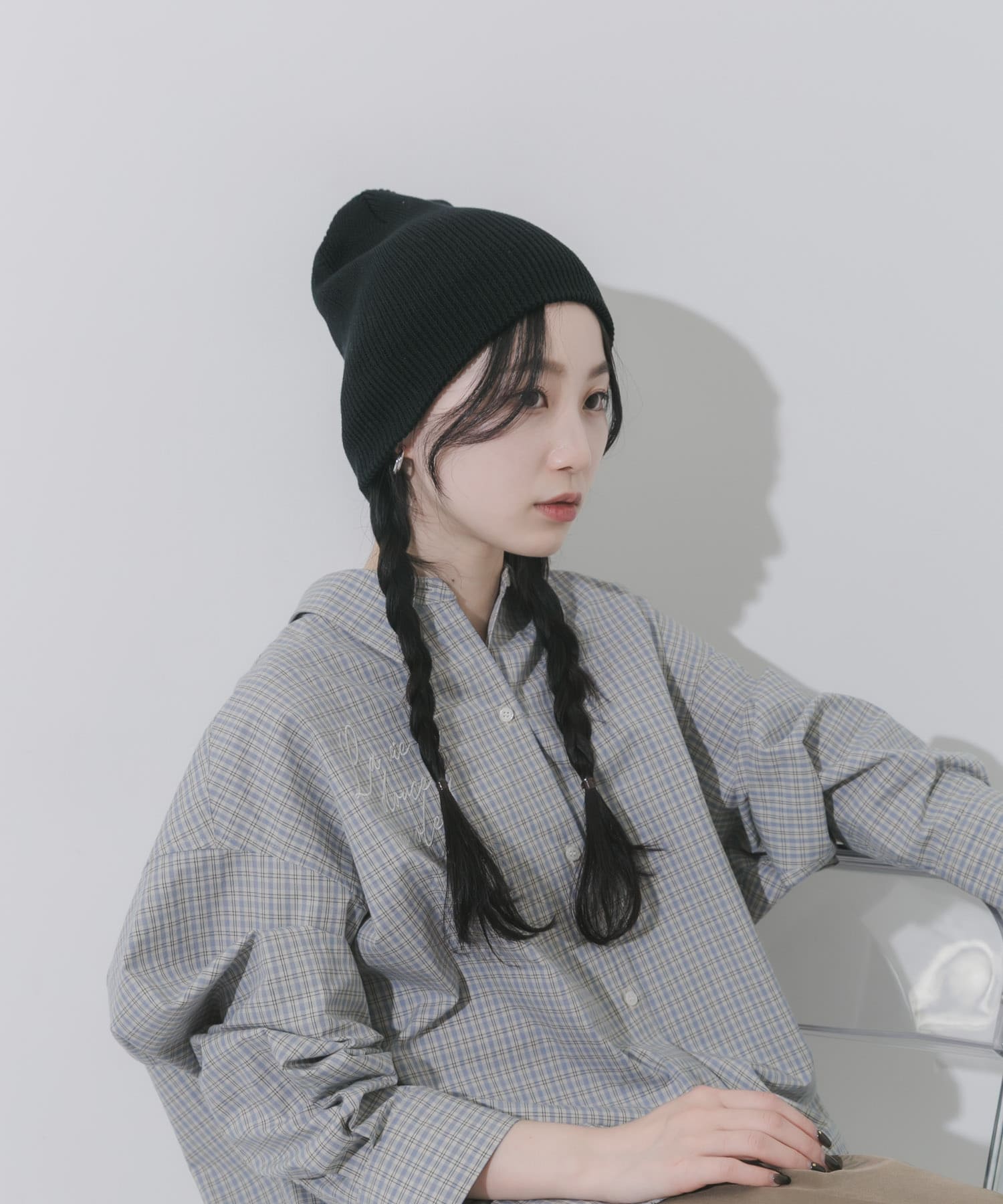 コットンリブビーニー BLK -