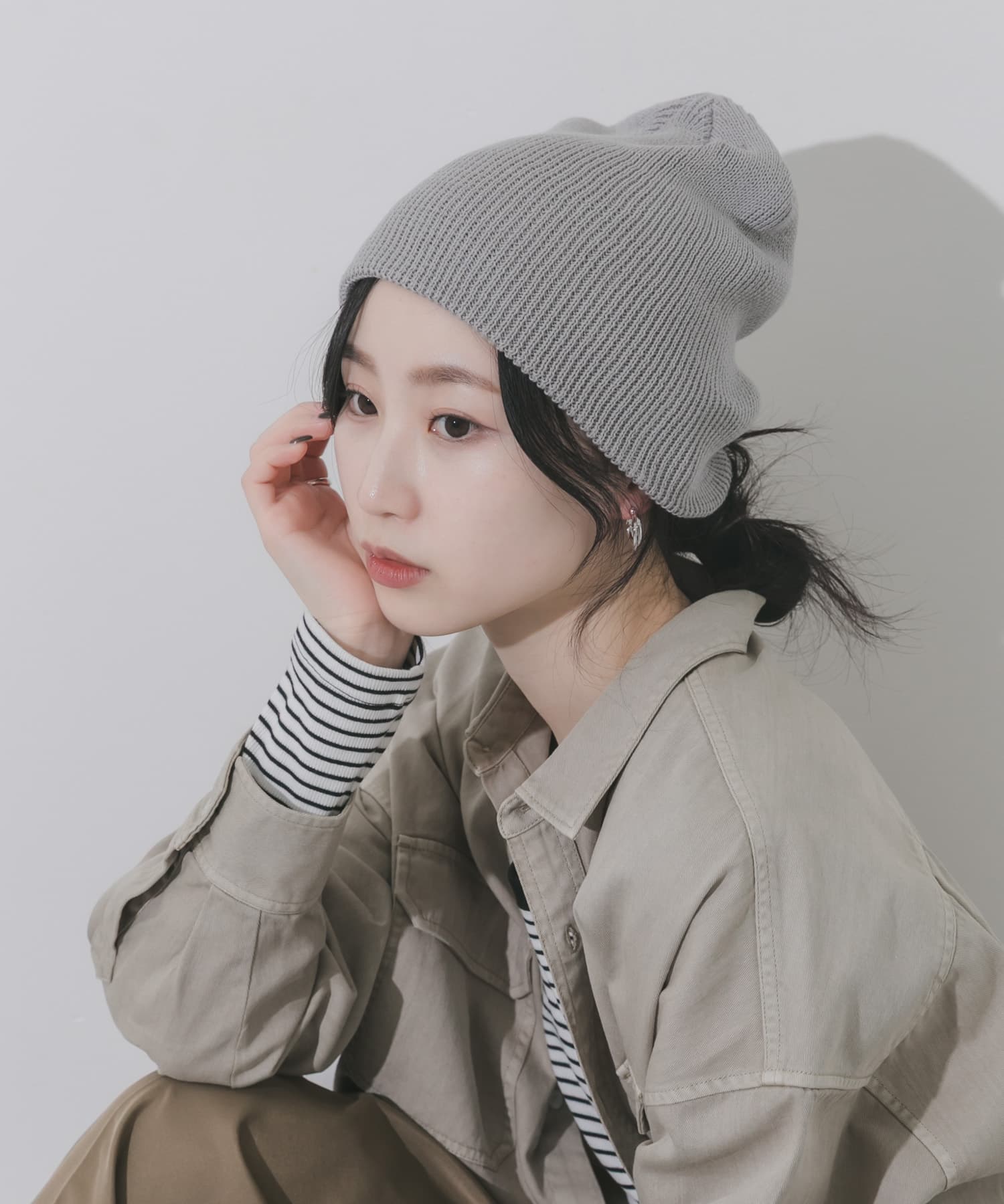 コットンリブビーニー GRY -