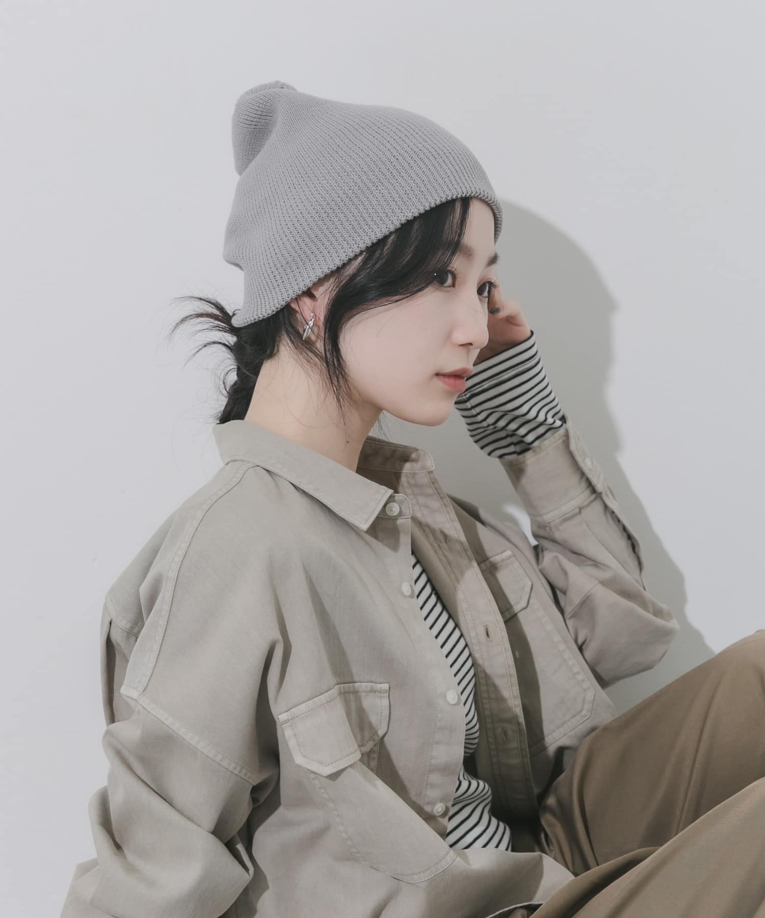 コットンリブビーニー GRY -