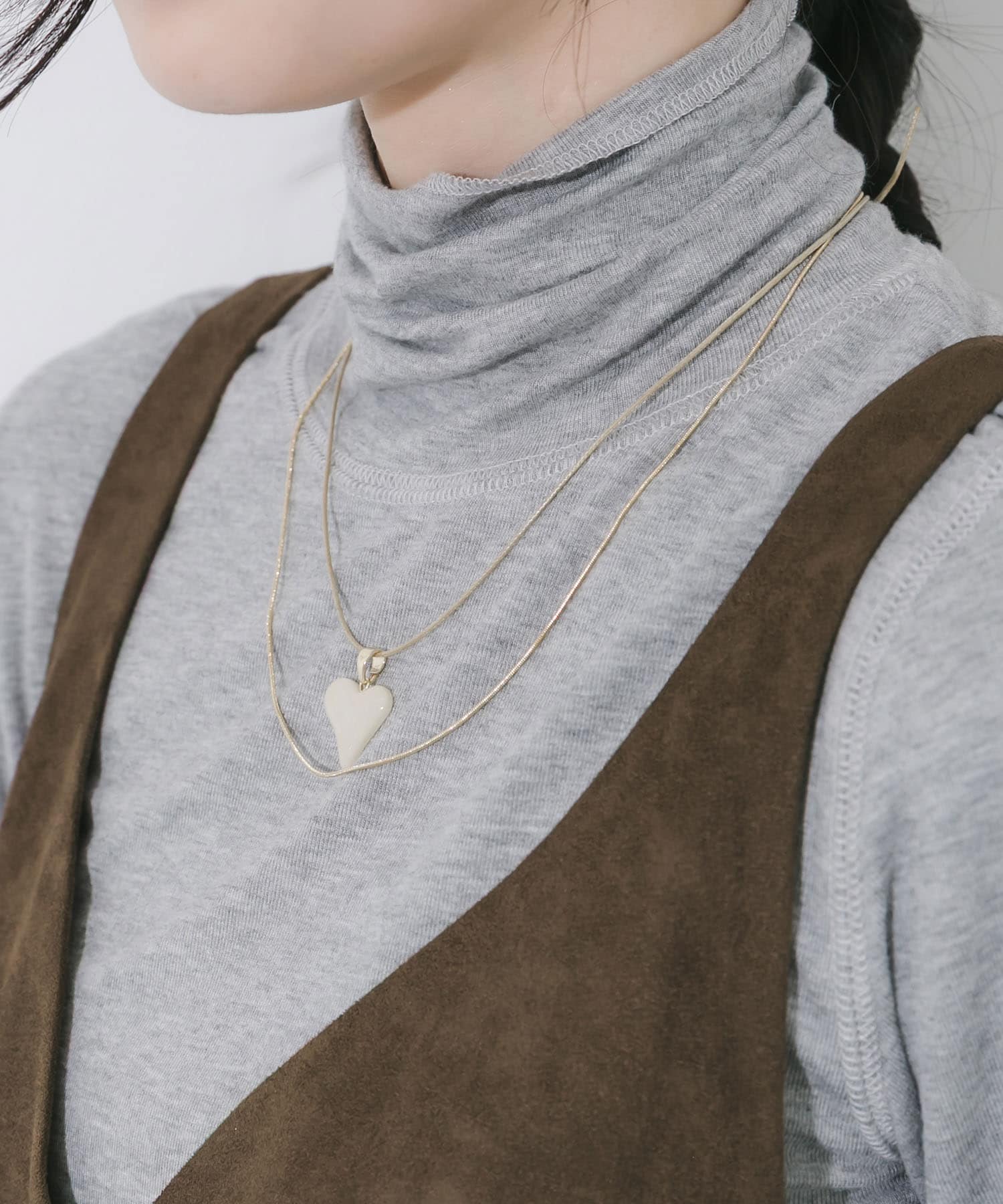 ハートトップ2セットネックレス LBE/GD -