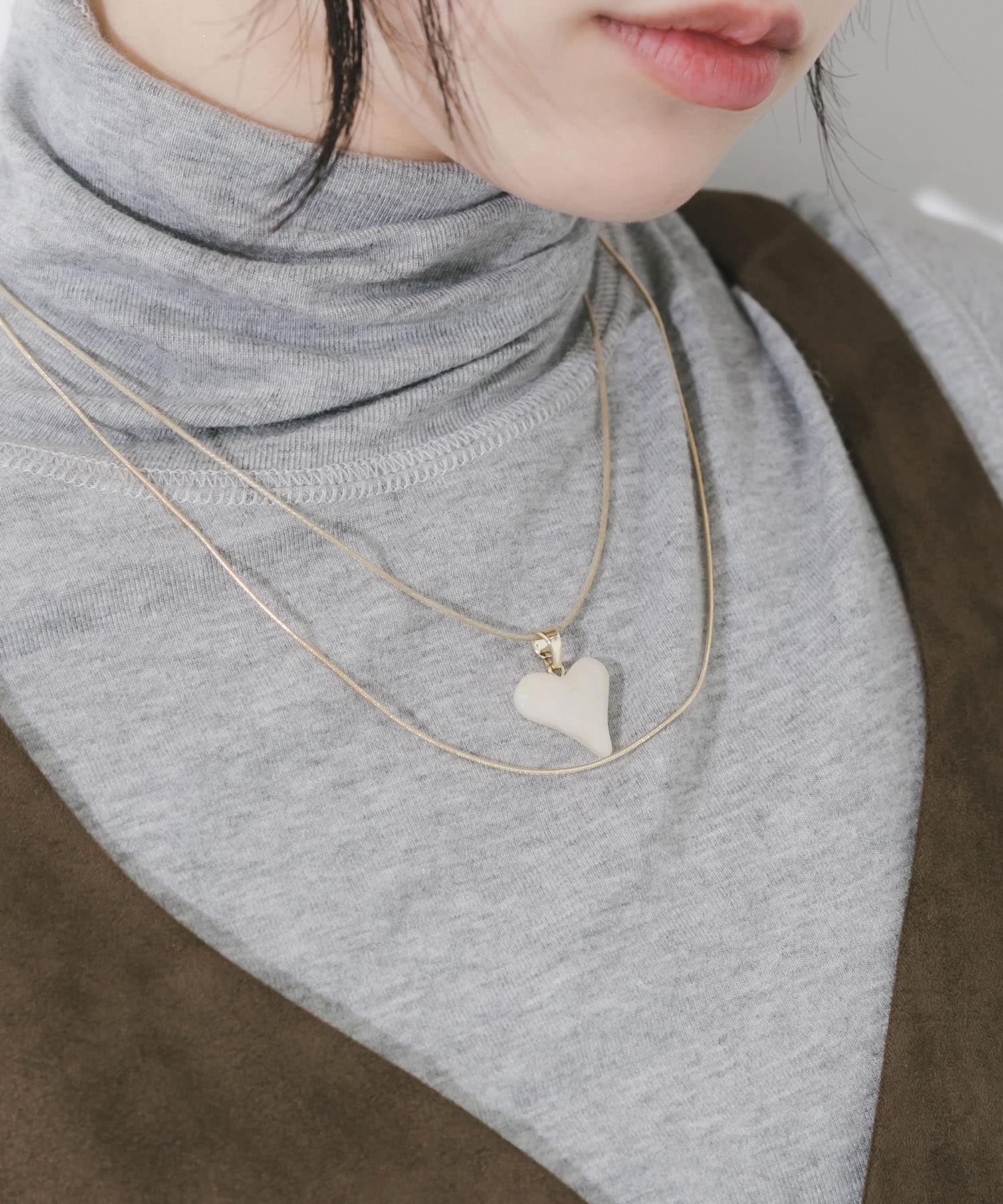 ハートトップ2セットネックレス LBE/GD -