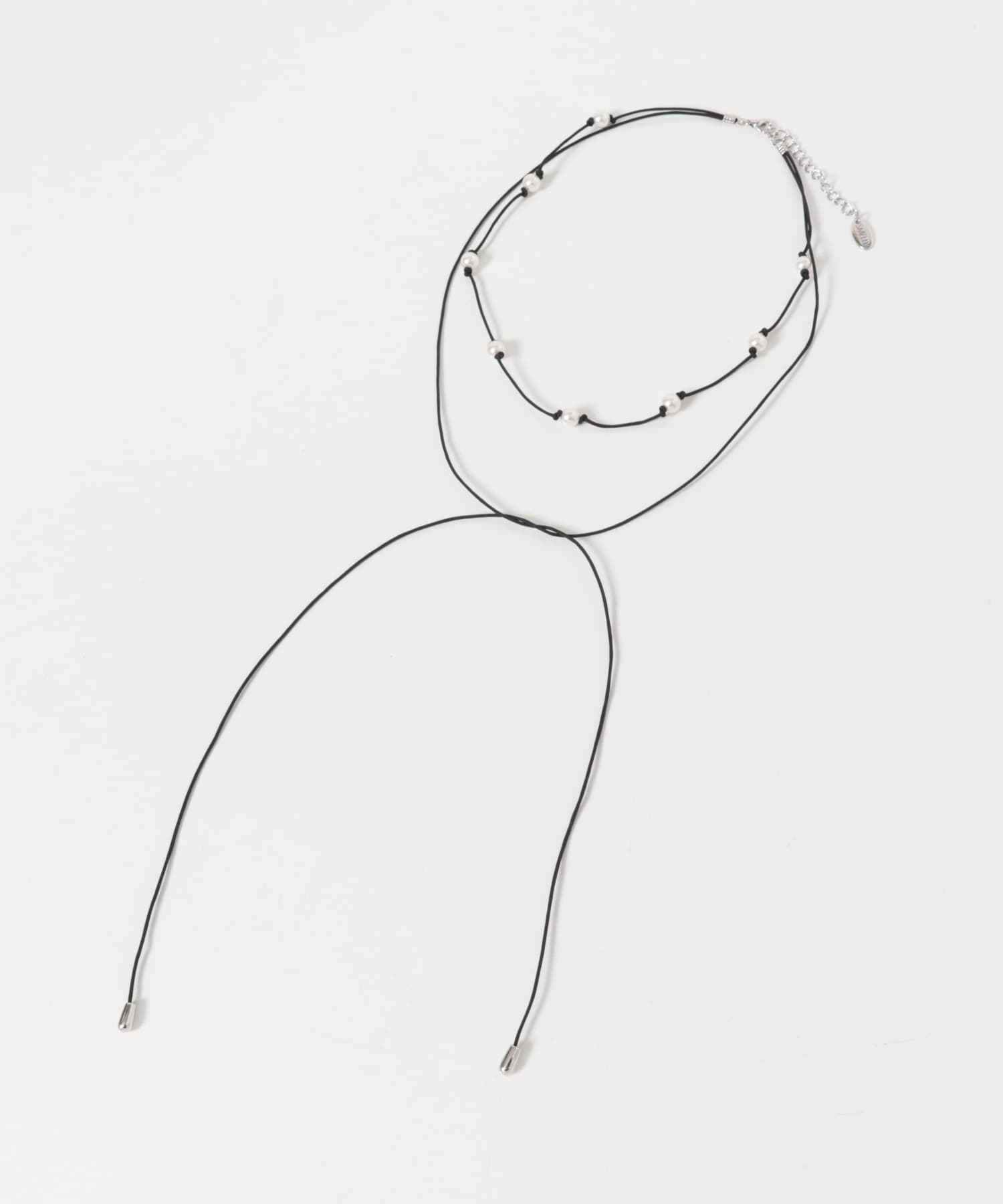 パールコードチョーカーネックレス BK/WH -