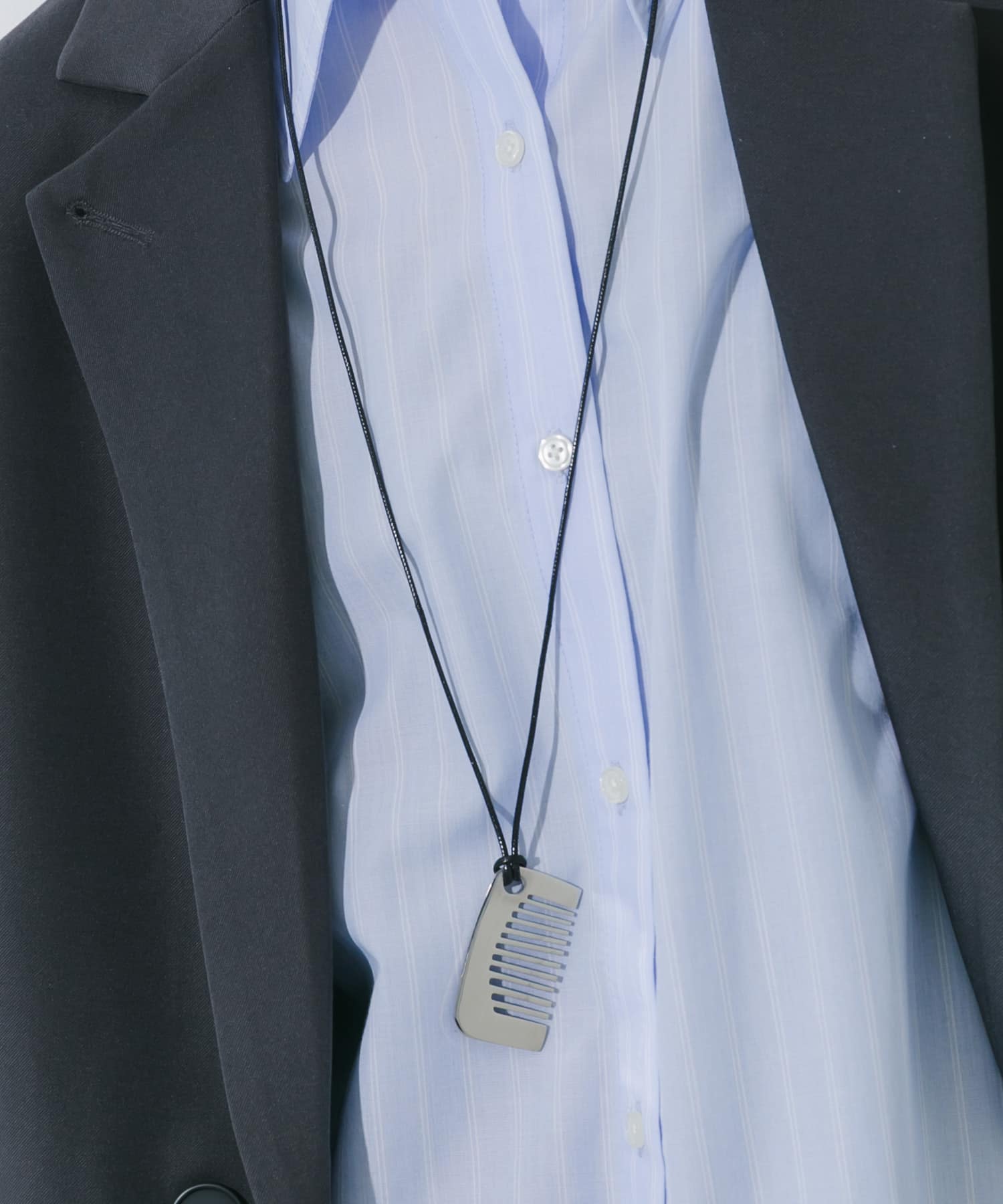 メタルコームコードネックレス SV/BK -