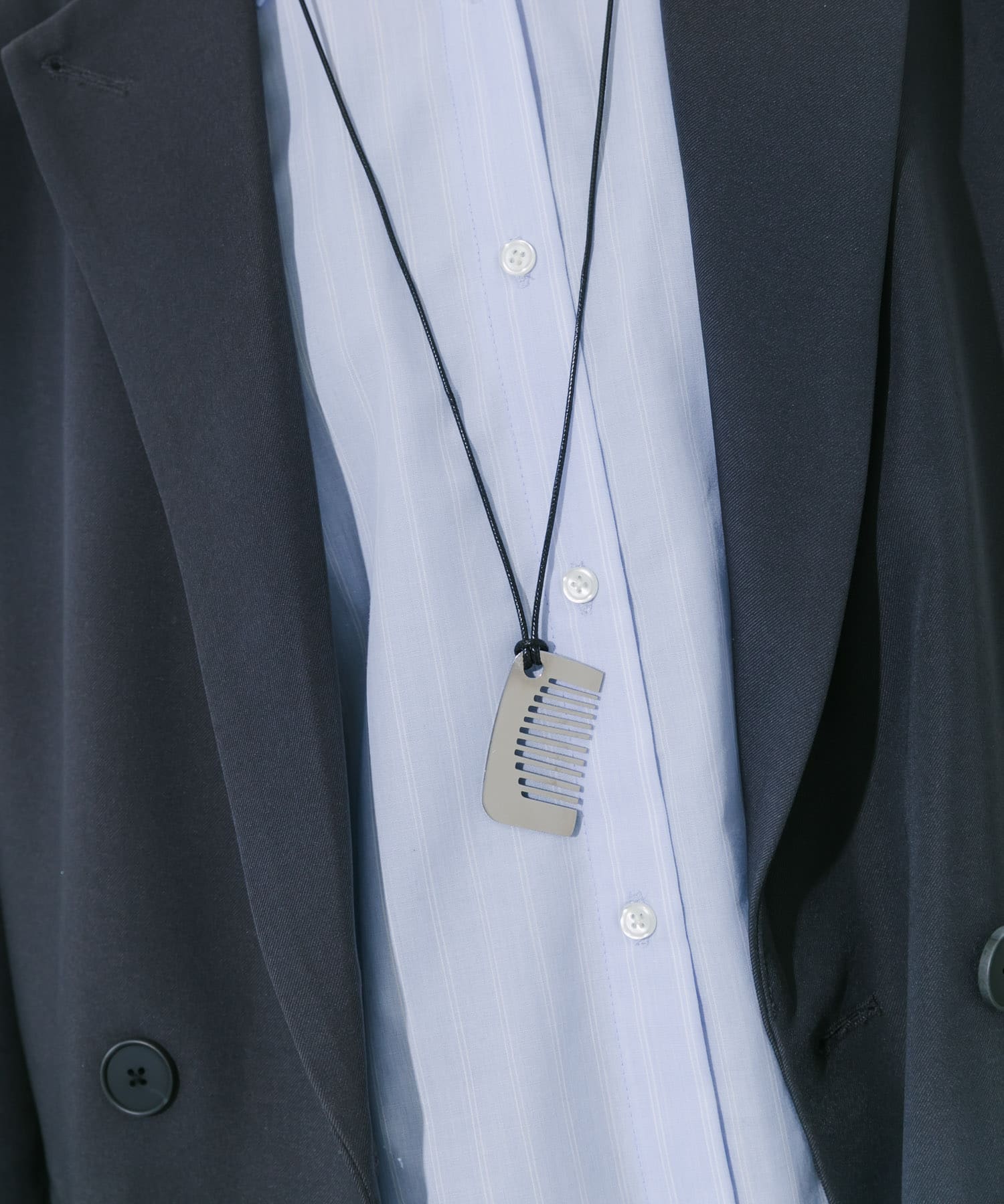 メタルコームコードネックレス SV/BK -