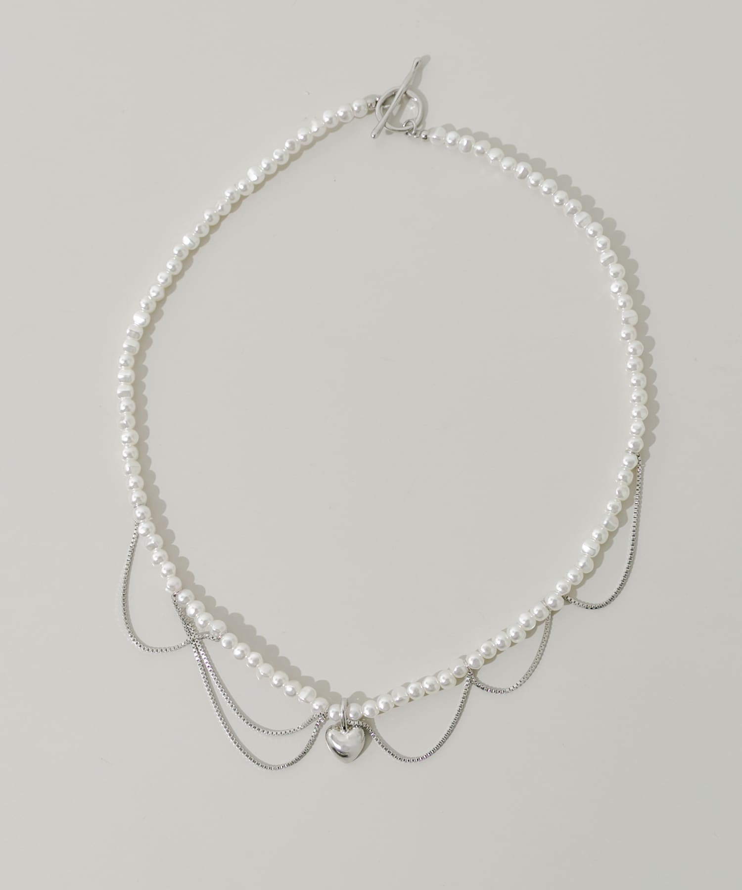 ハートレイヤードパールマンテルネックレス