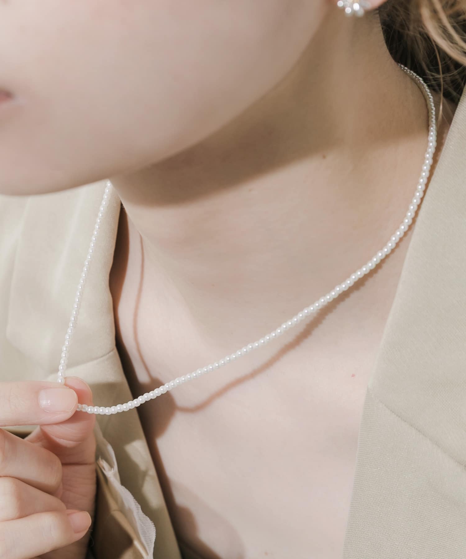 ステンレスパールネックレス WHT -