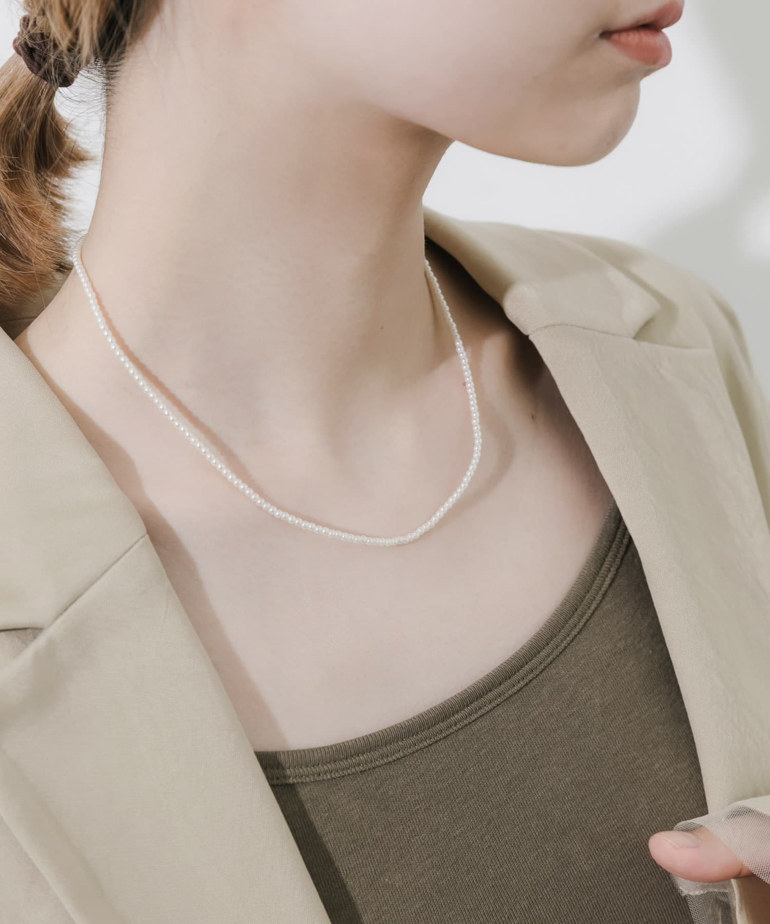 ステンレスパールネックレス WHT -