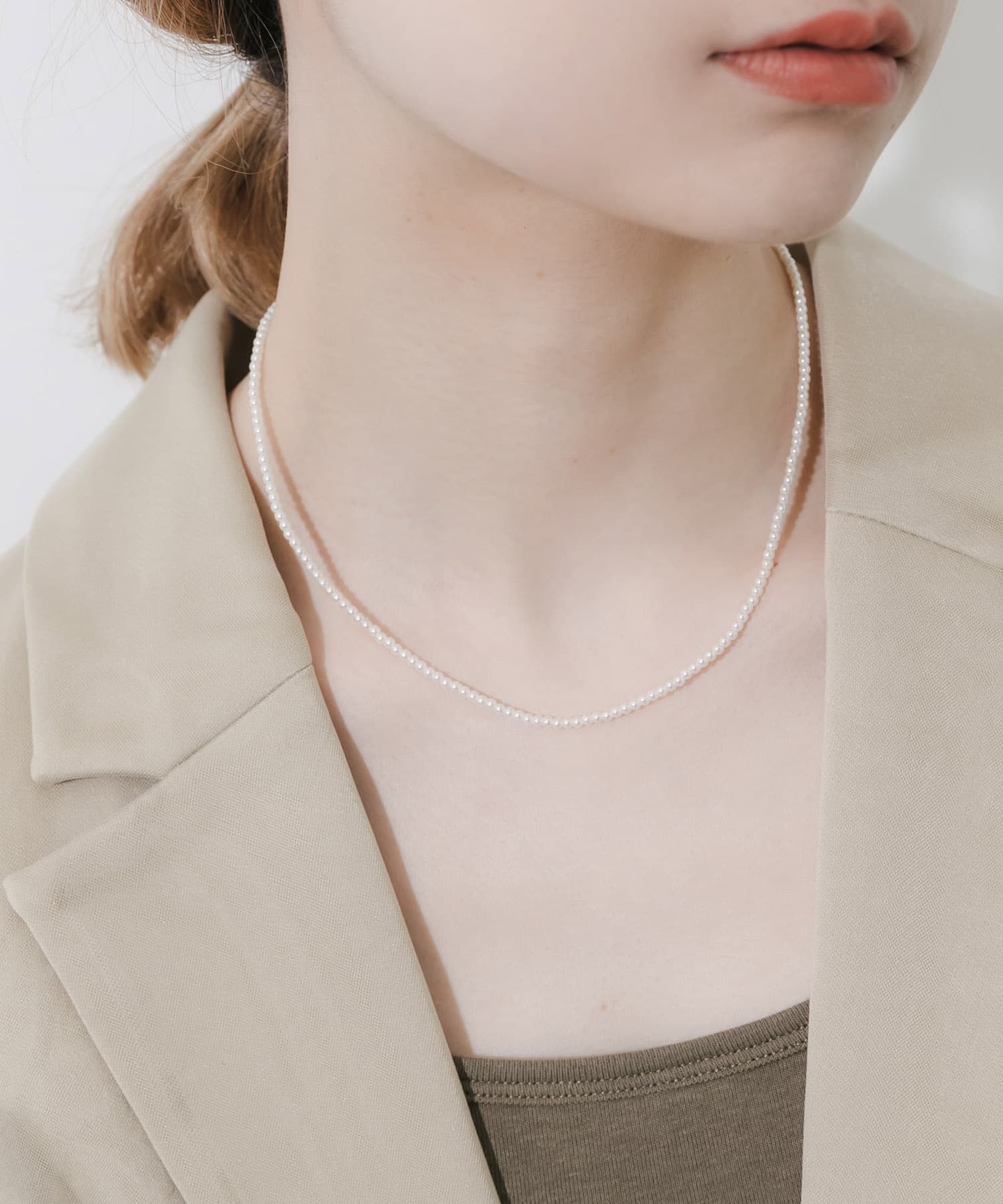 ステンレスパールネックレス WHT -