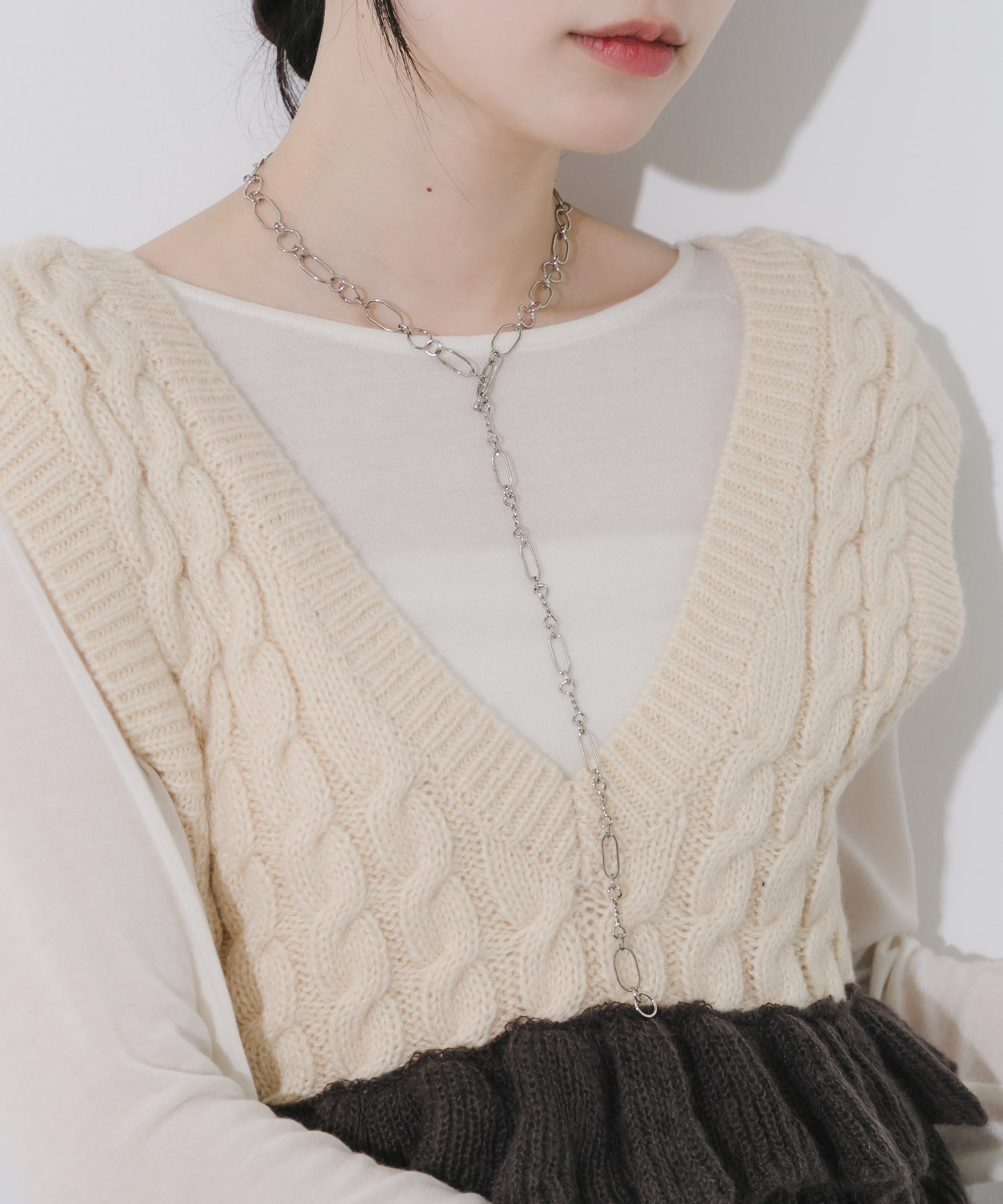 ミックスチェーンYネックレス SLV -