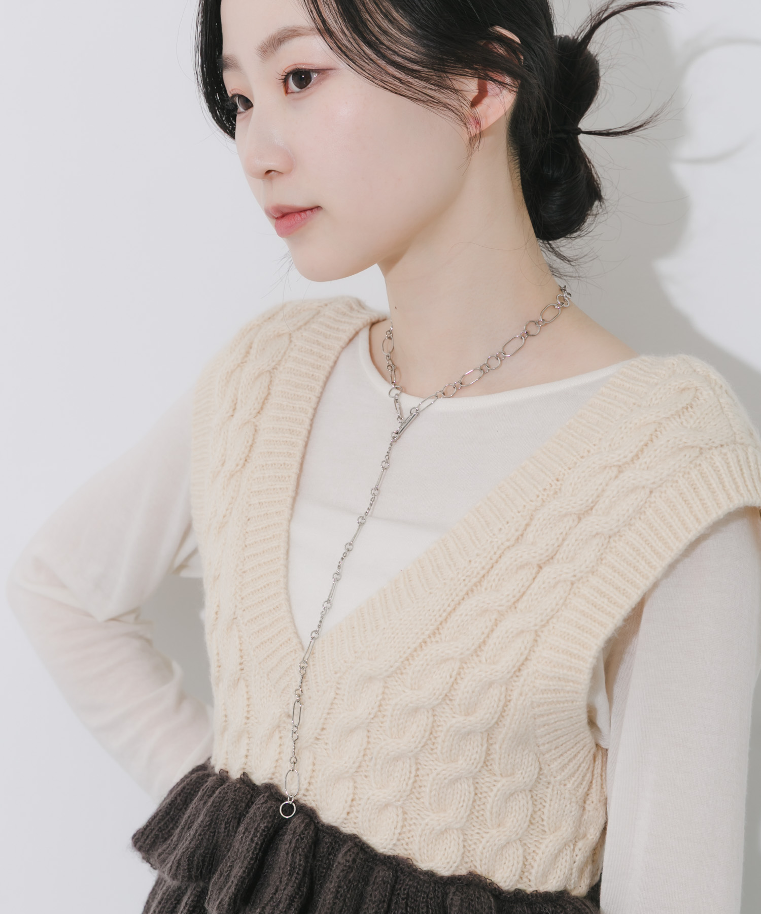 ミックスチェーンYネックレス SLV -