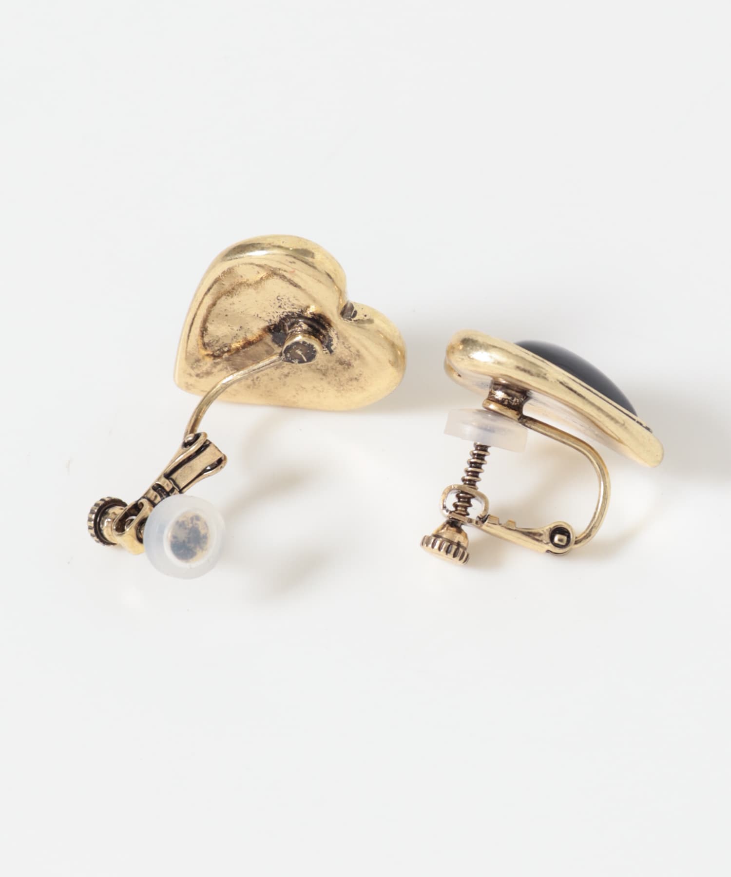 ヴィンテージライクハートイヤリング BK/GD -