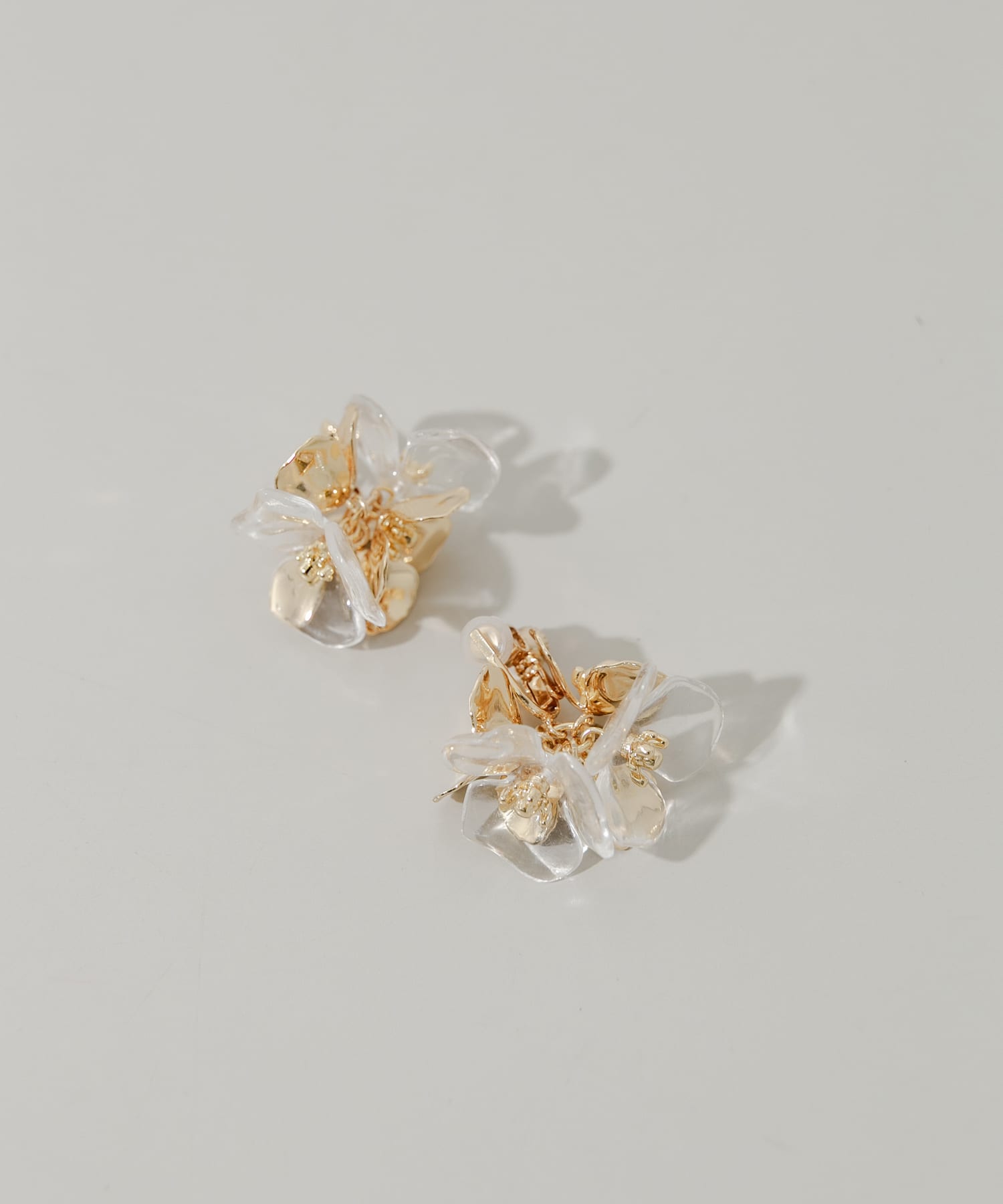 ミックスフラワーイヤリング GD/CL -