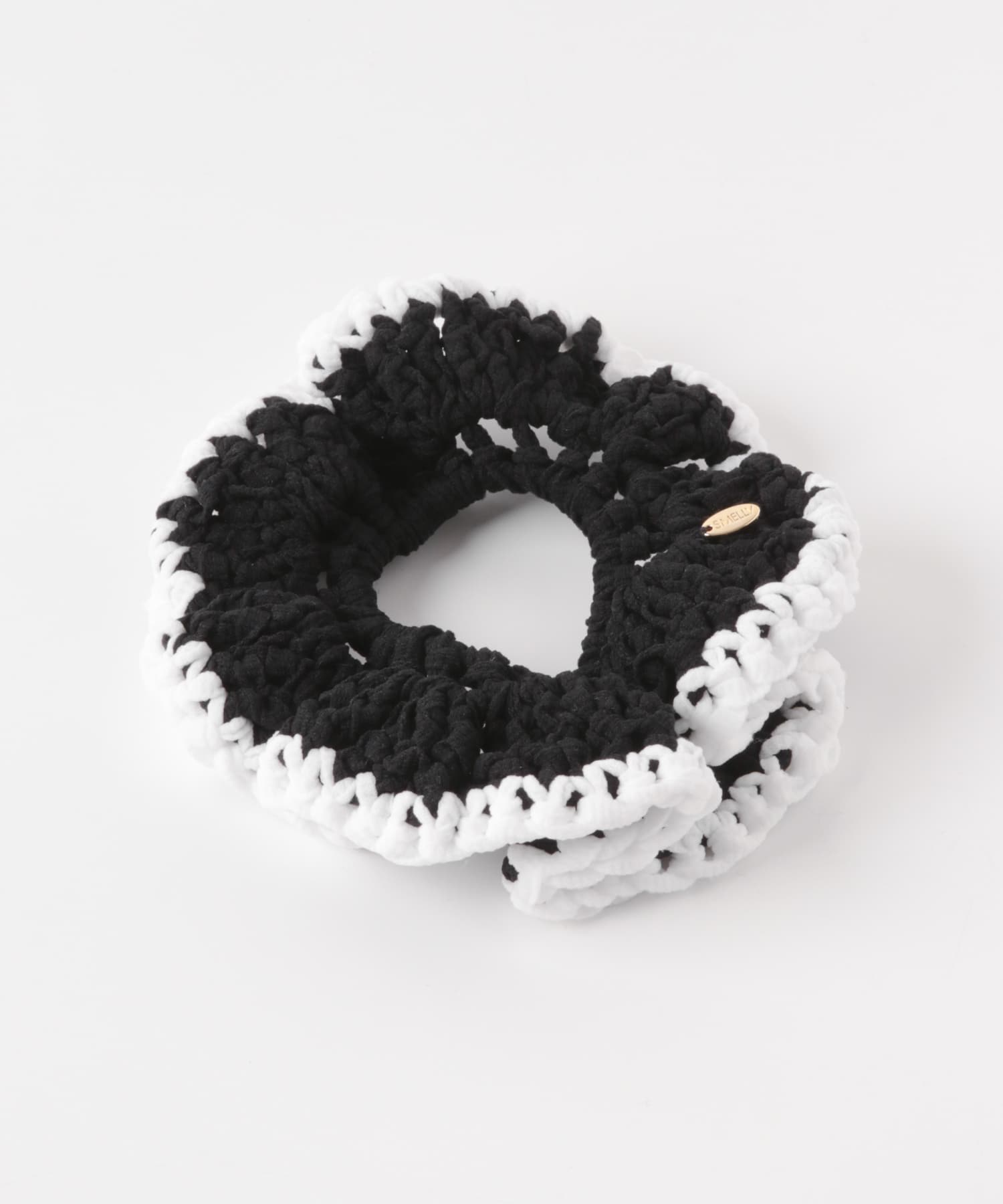 バイカラーニットシュシュ BK/WH -