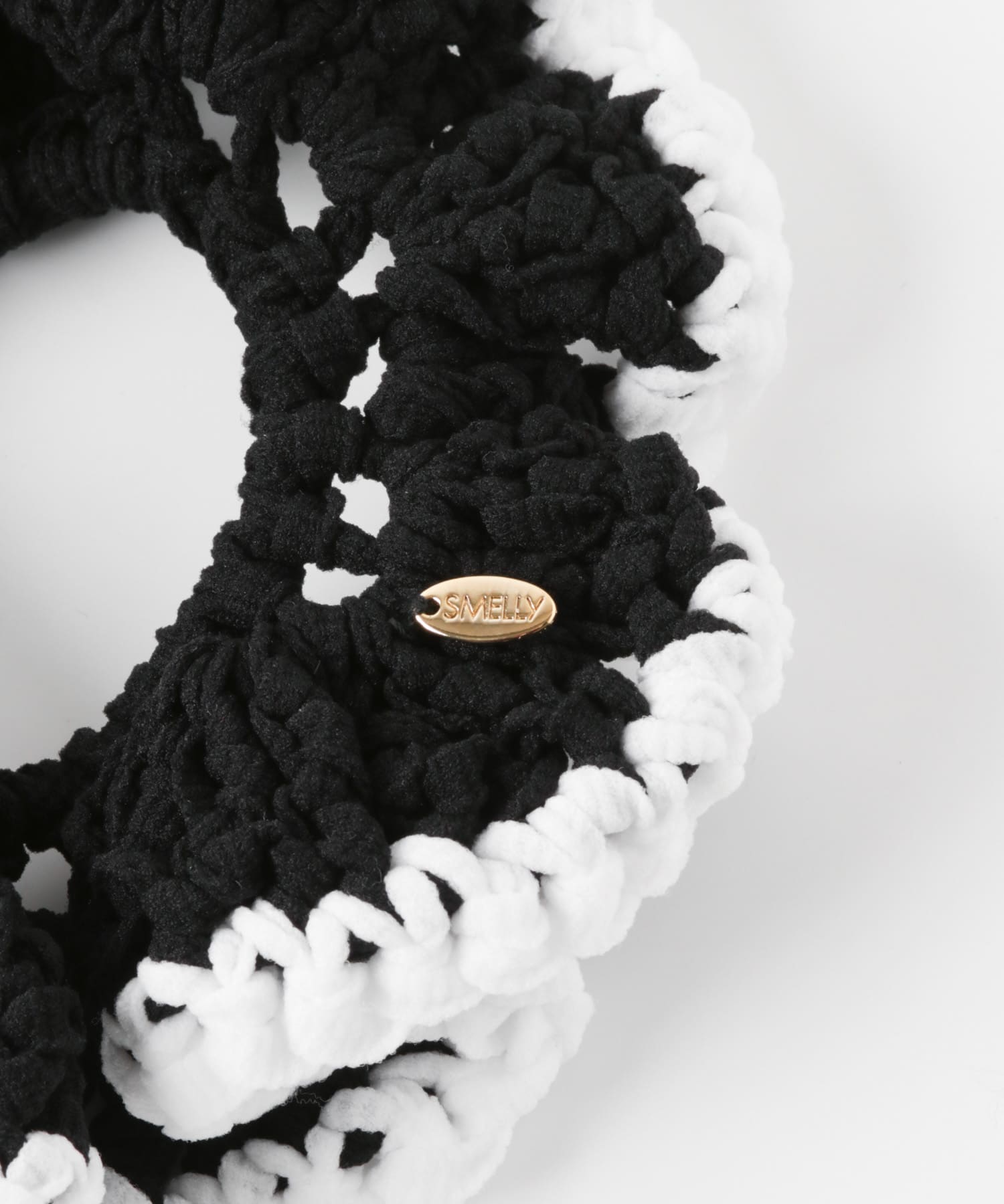 バイカラーニットシュシュ BK/WH -