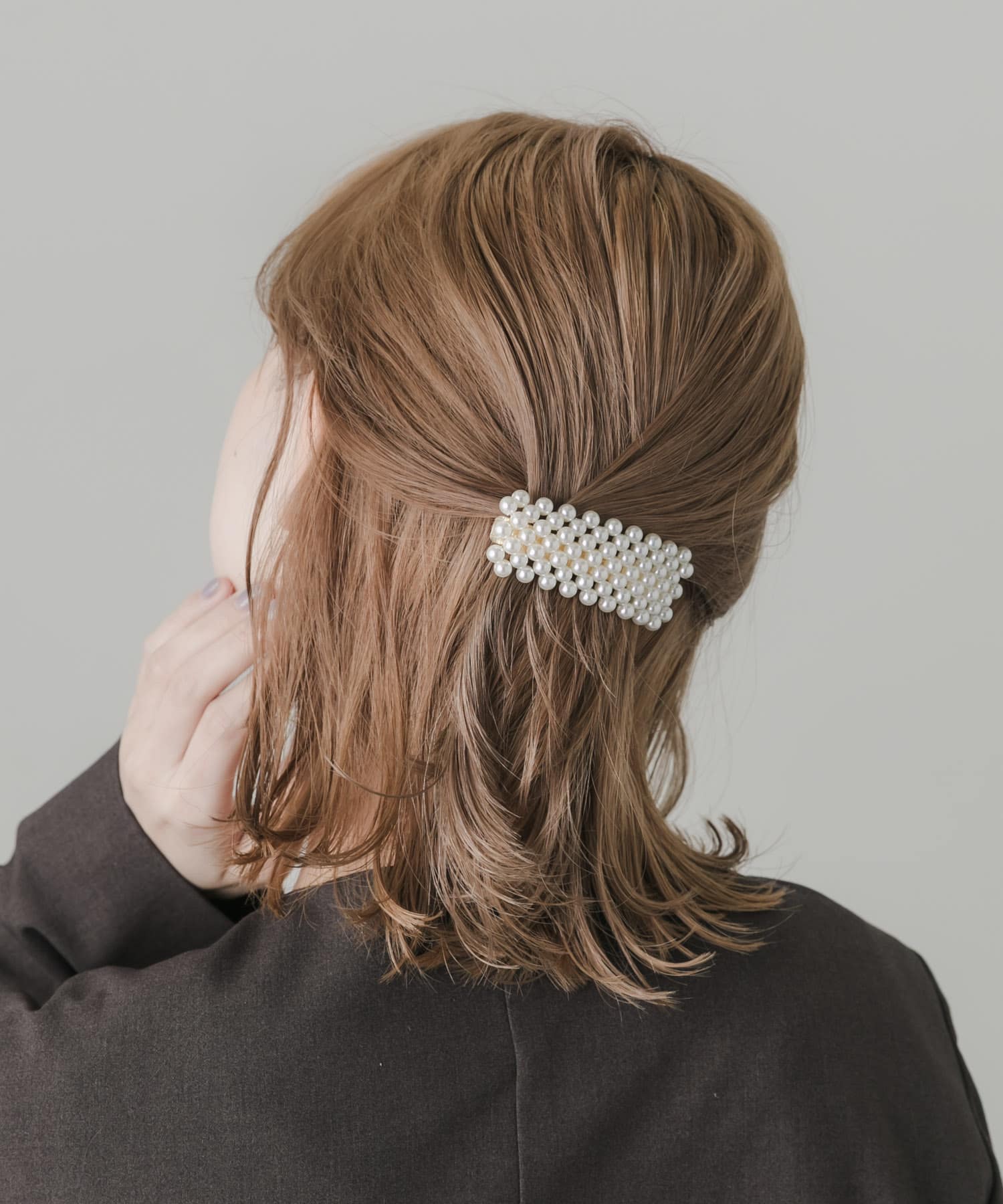 パールワイドバレッタ WH/GD -