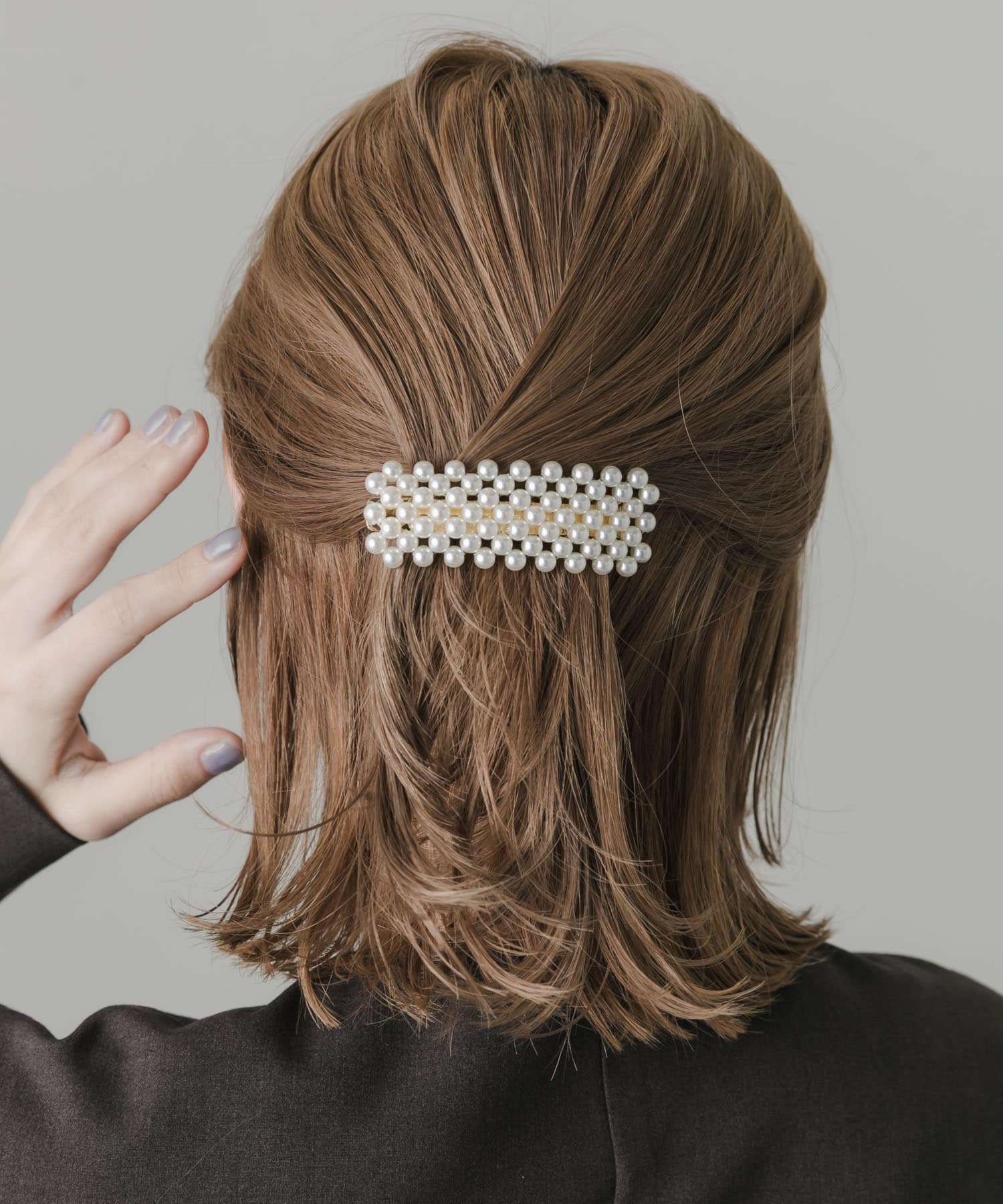 パールワイドバレッタ WH/GD -