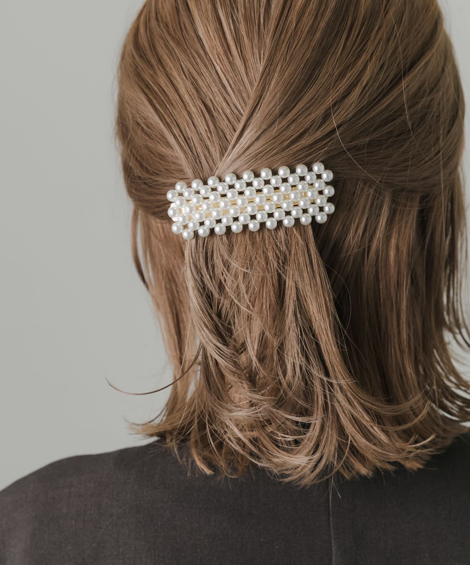 パールワイドバレッタ WH/GD -