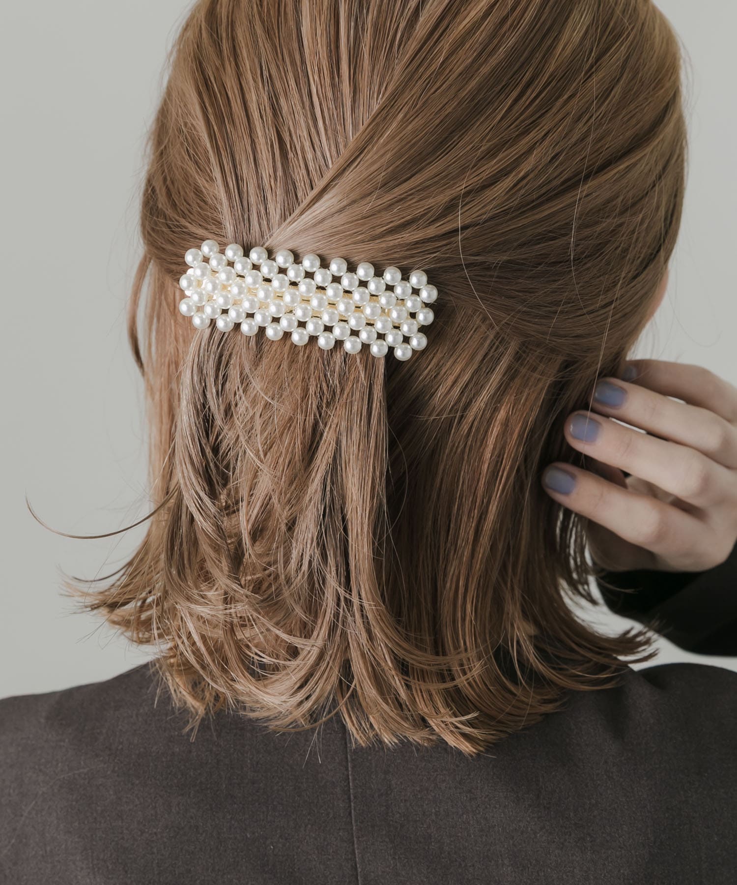 パールワイドバレッタ WH/GD -