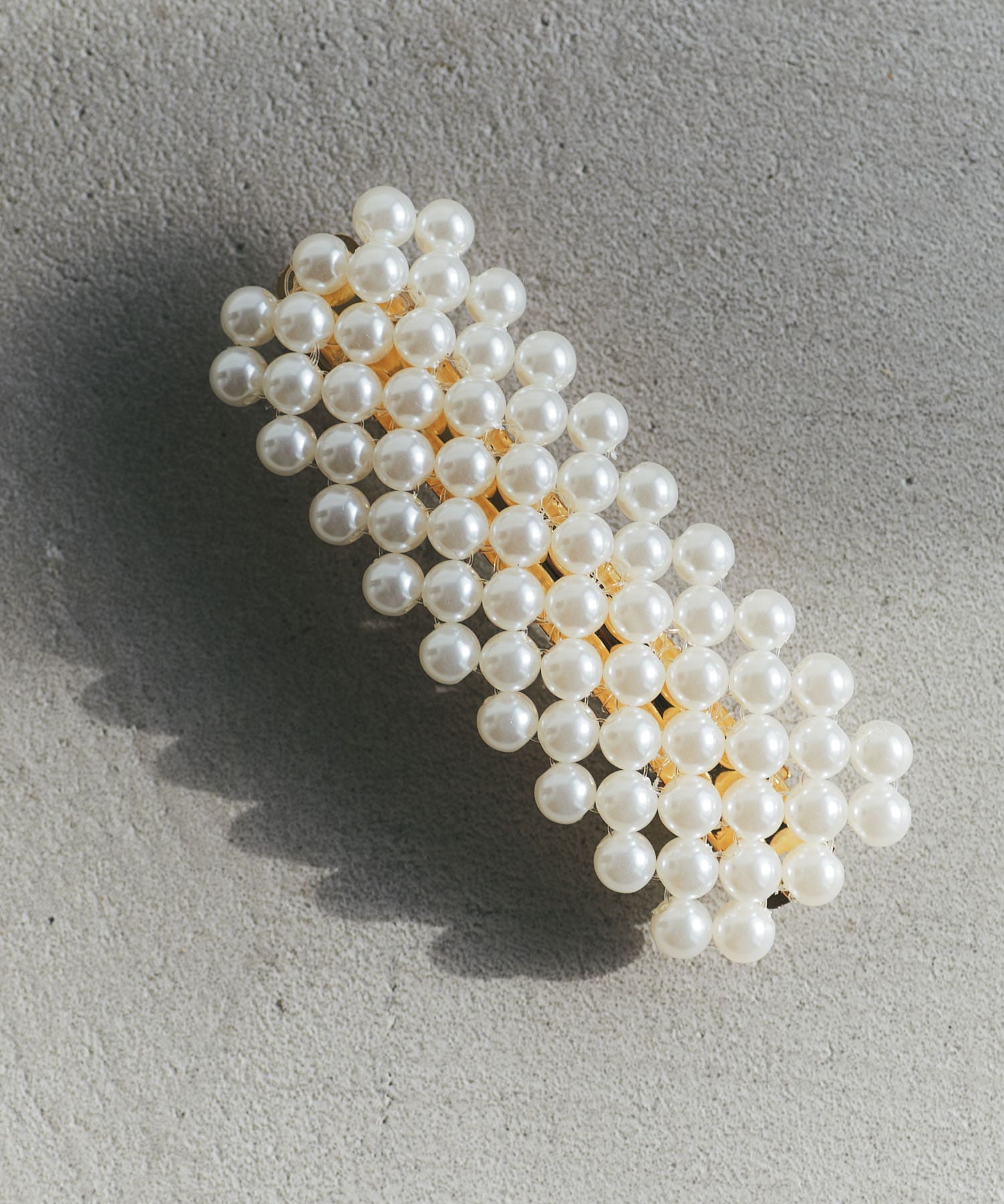 パールワイドバレッタ WH/GD -