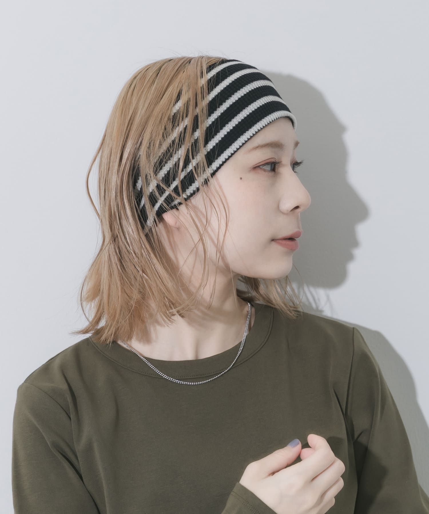 ボーダーワイドヘアバンド BK/WH -