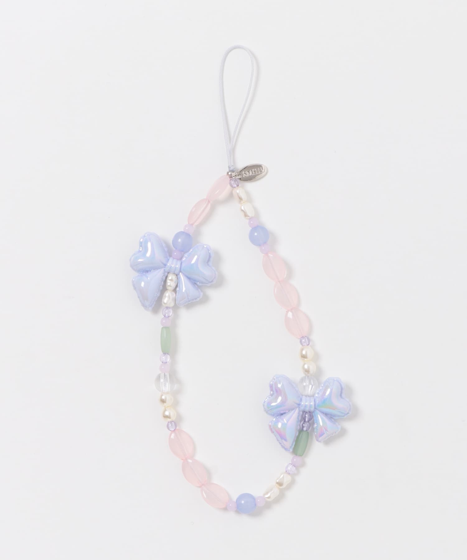 リボンモチーフビーズストラップ BLU -