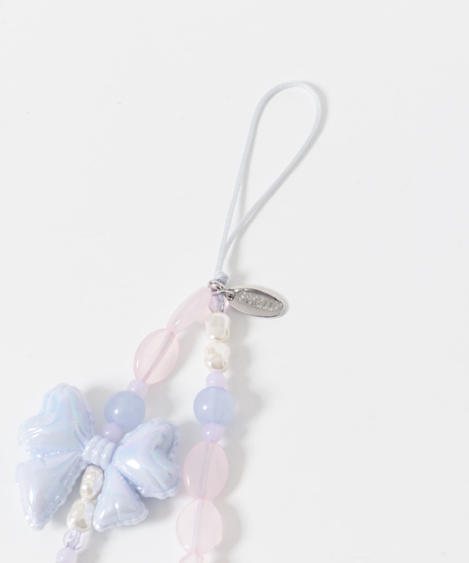 リボンモチーフビーズストラップ BLU -