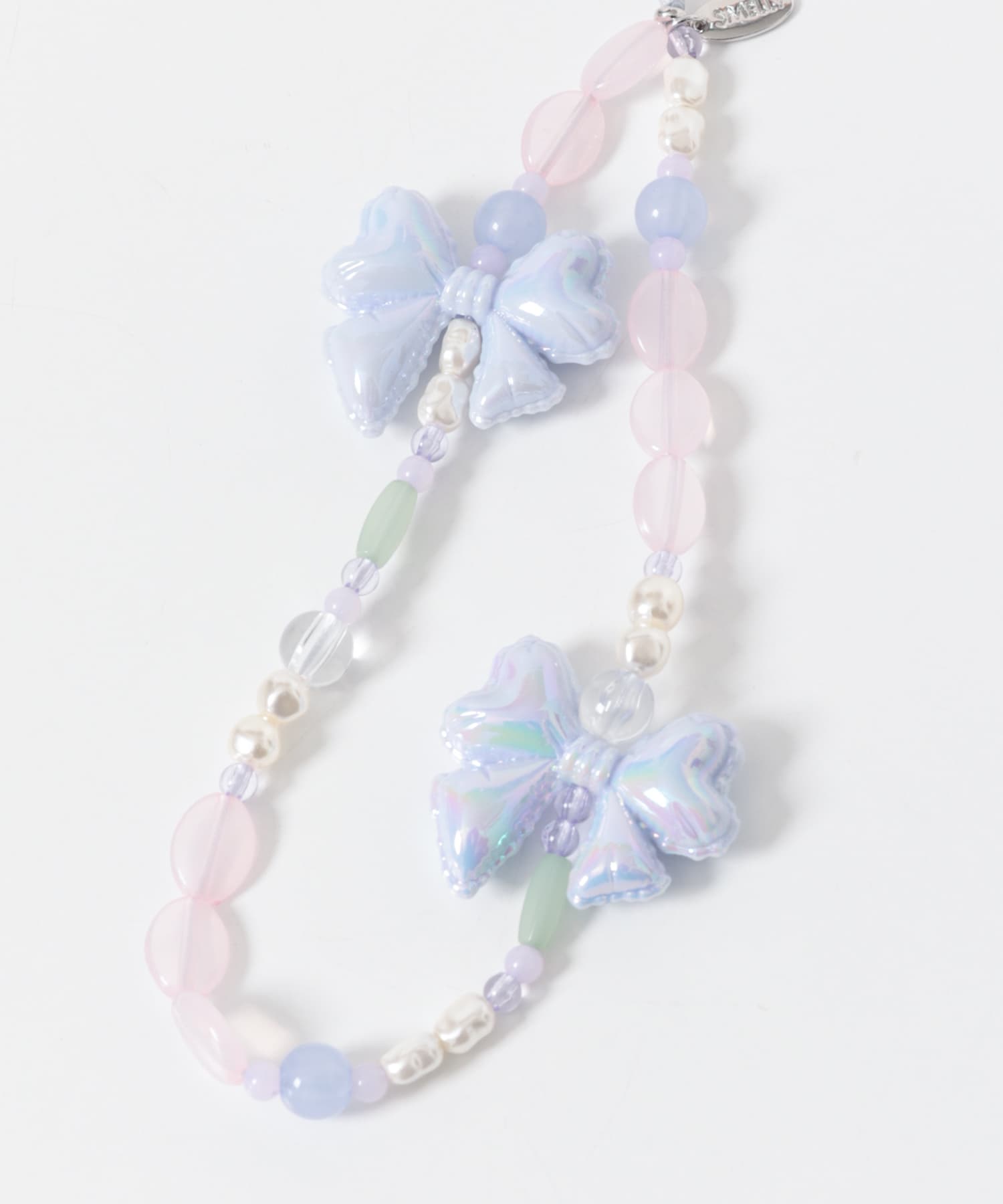 リボンモチーフビーズストラップ BLU -