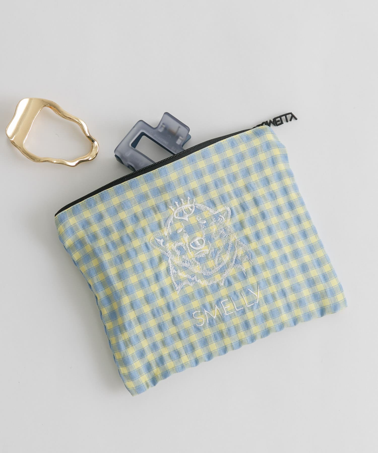 MELLYポーチM BLU.CHECK -